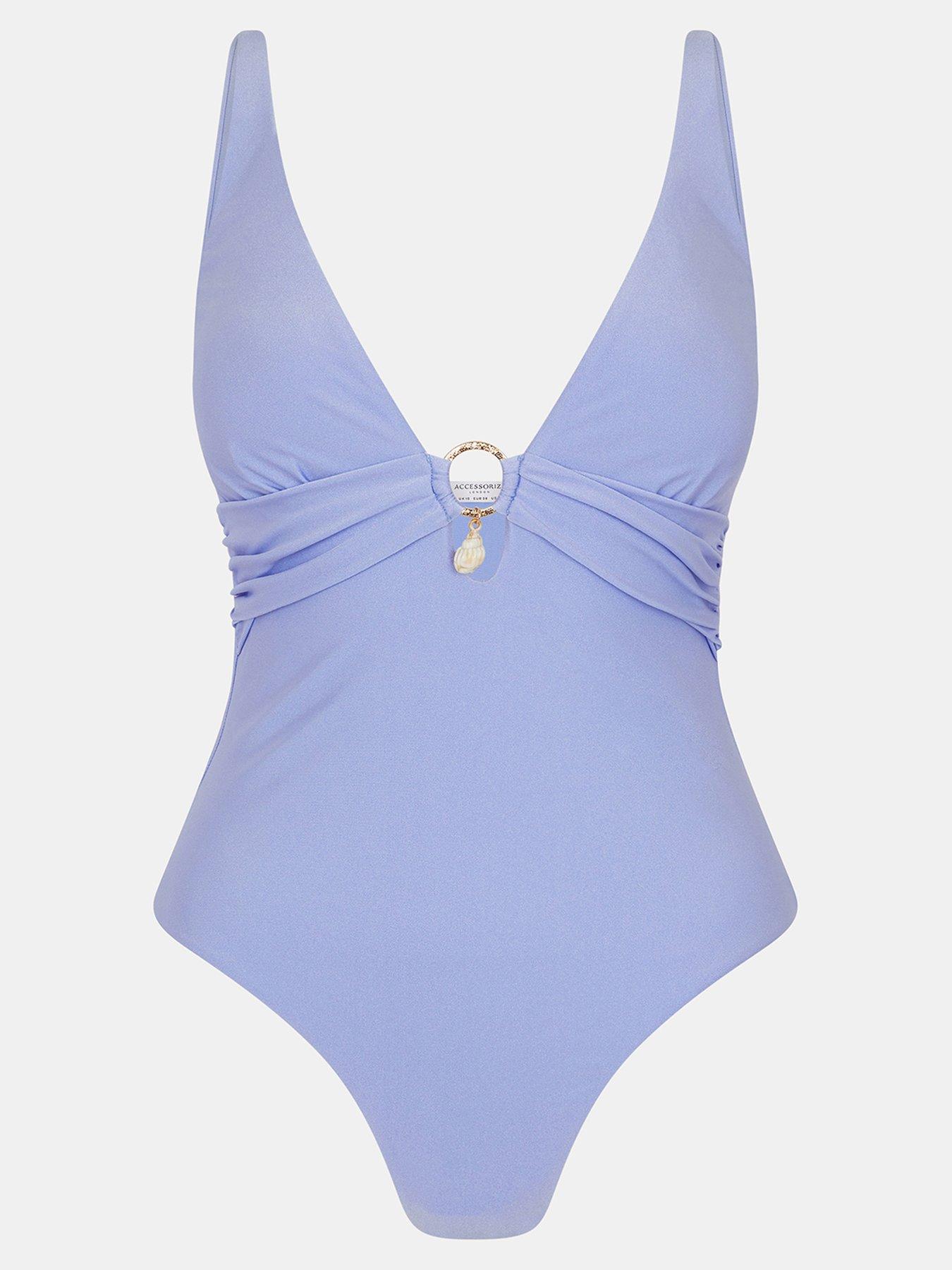 Image 5 of 5 of Accessorize Plunge Shimmer Swimsuit - Blue