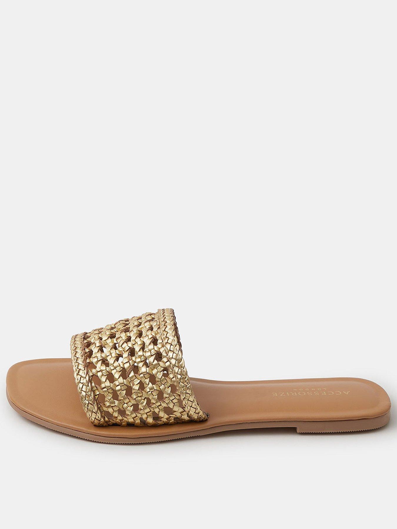 accessorize-woven-metallic-leather-slide-sandals-goldfront