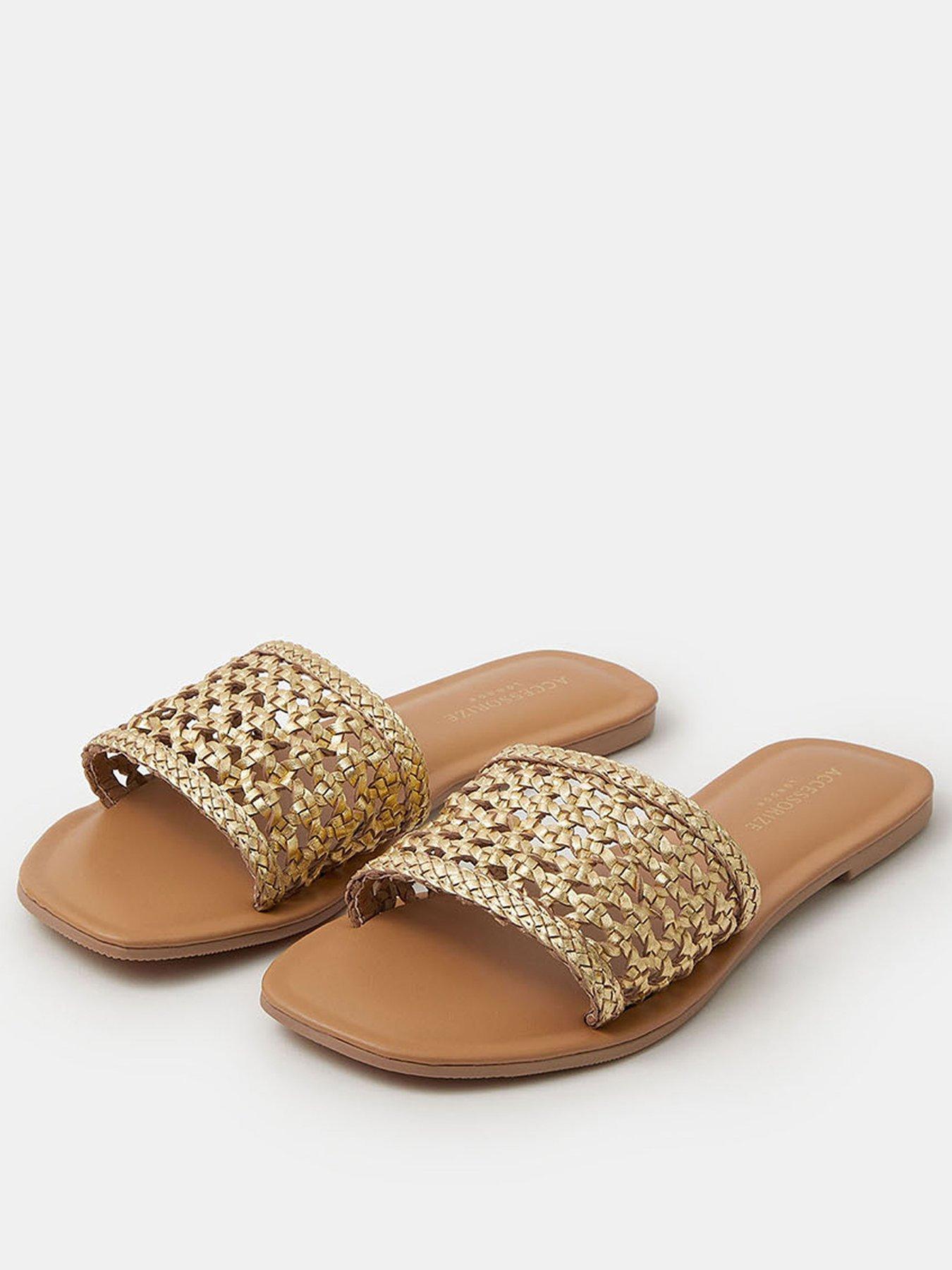 accessorize-woven-metallic-leather-slide-sandals-goldstillFront