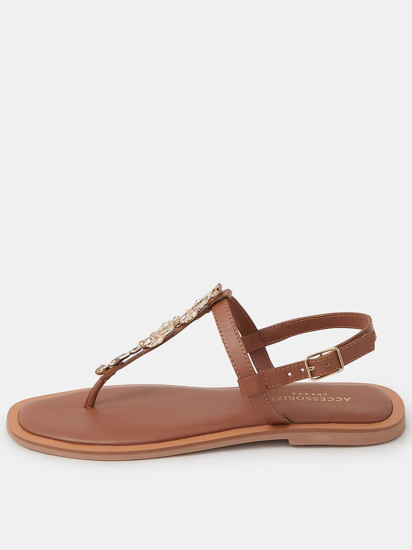 accessorize-metal-detail-strappy-sandals-brownfront