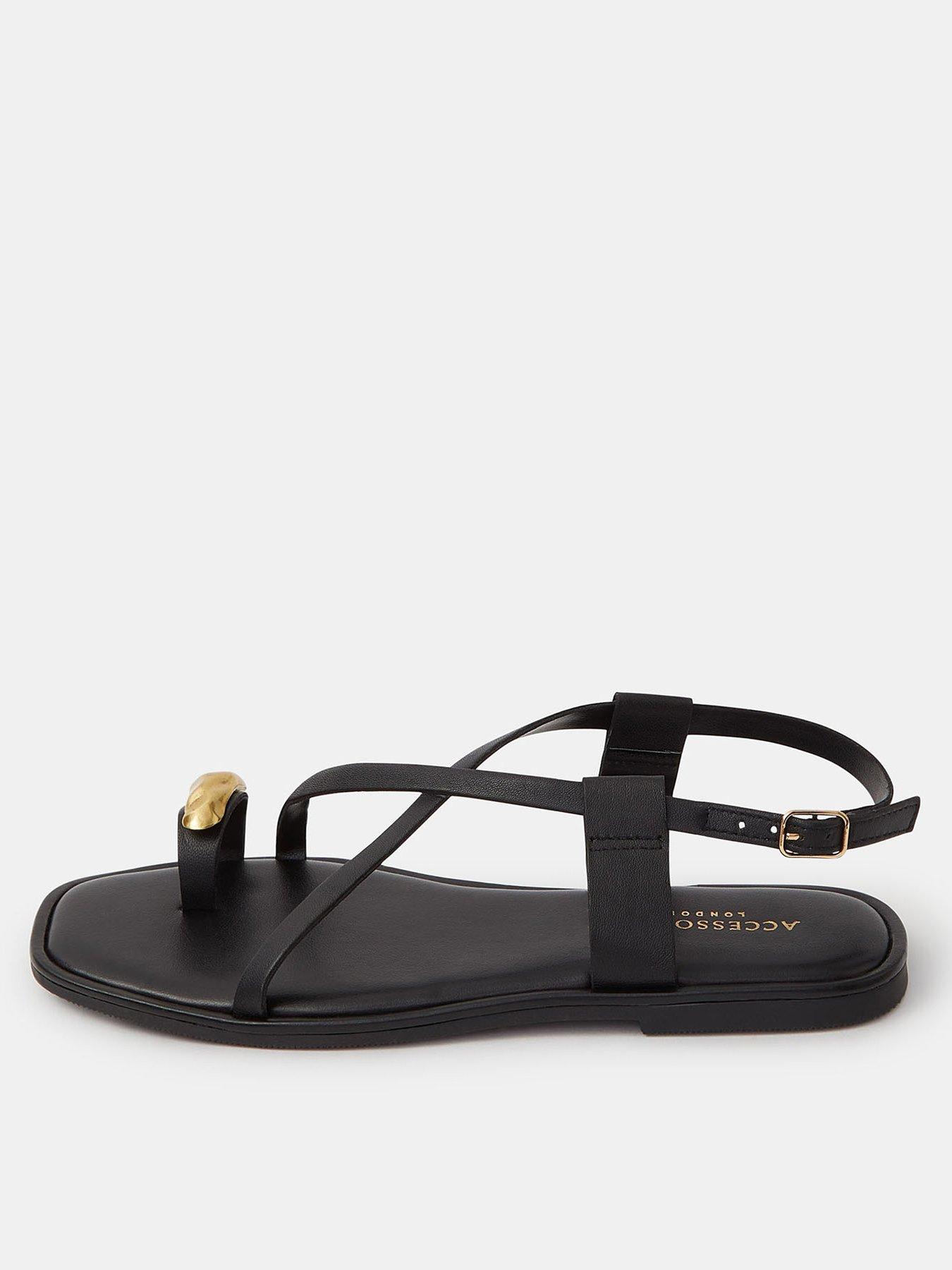 Accessorize Metal Toe Detail Strappy Sandals - Black