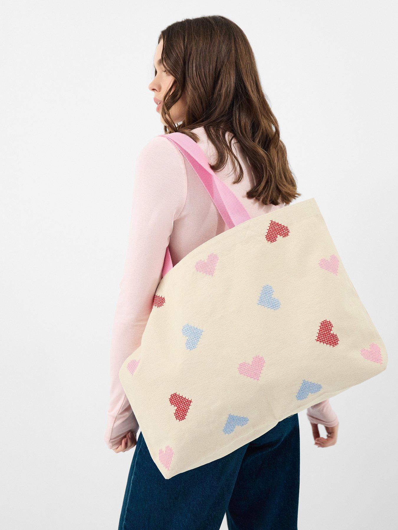 Image 2 of 5 of Accessorize Cross Stitch Heart Shopper Bag