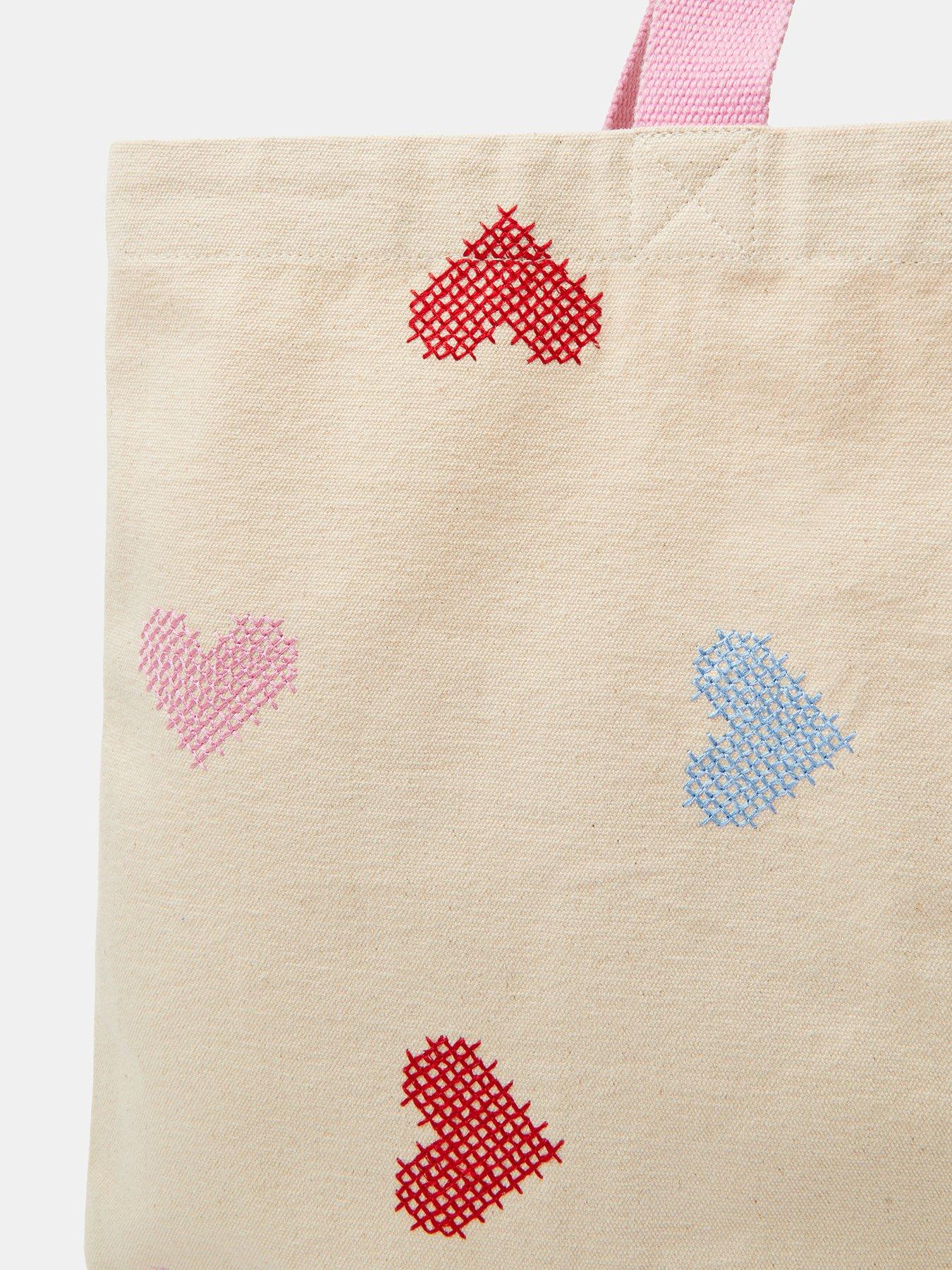 Image 4 of 5 of Accessorize Cross Stitch Heart Shopper Bag
