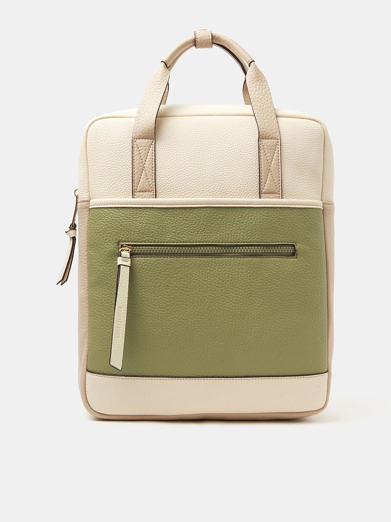 Image 1 of 4 of Accessorize Faux Leather Backpack - Khaki