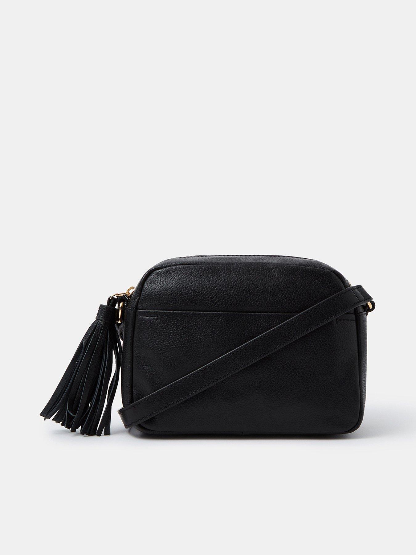 Image 1 of 4 of Accessorize Tassel Leather Crossbody Bag
