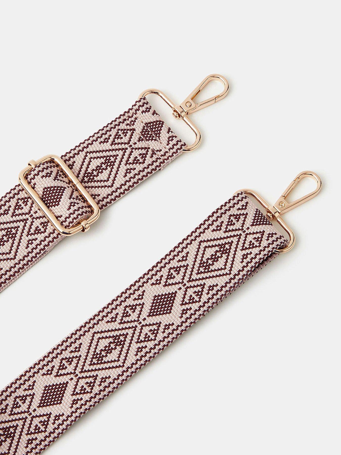 Image 3 of 3 of Accessorize Woven Aztec Bag Strap - Cream