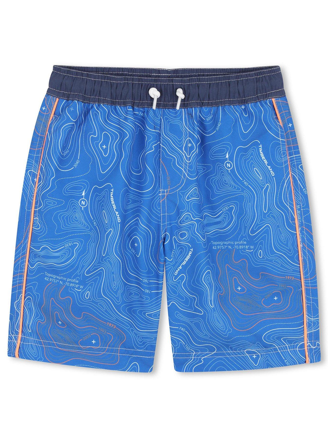 Image 2 of 4 of Timberland Boys Print Swim Shorts - Blue