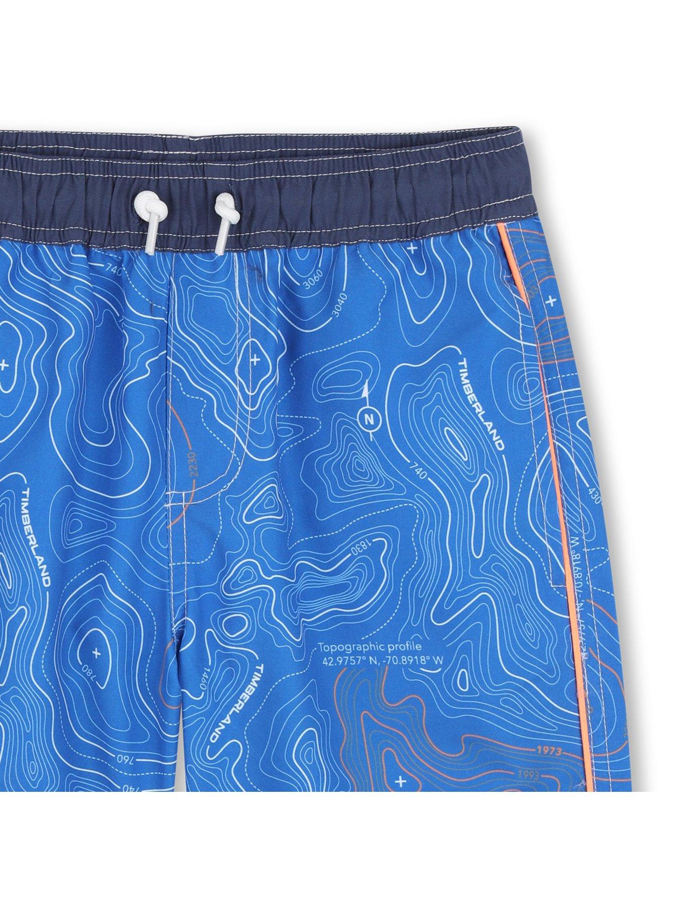 Image 4 of 4 of Timberland Boys Print Swim Shorts - Blue