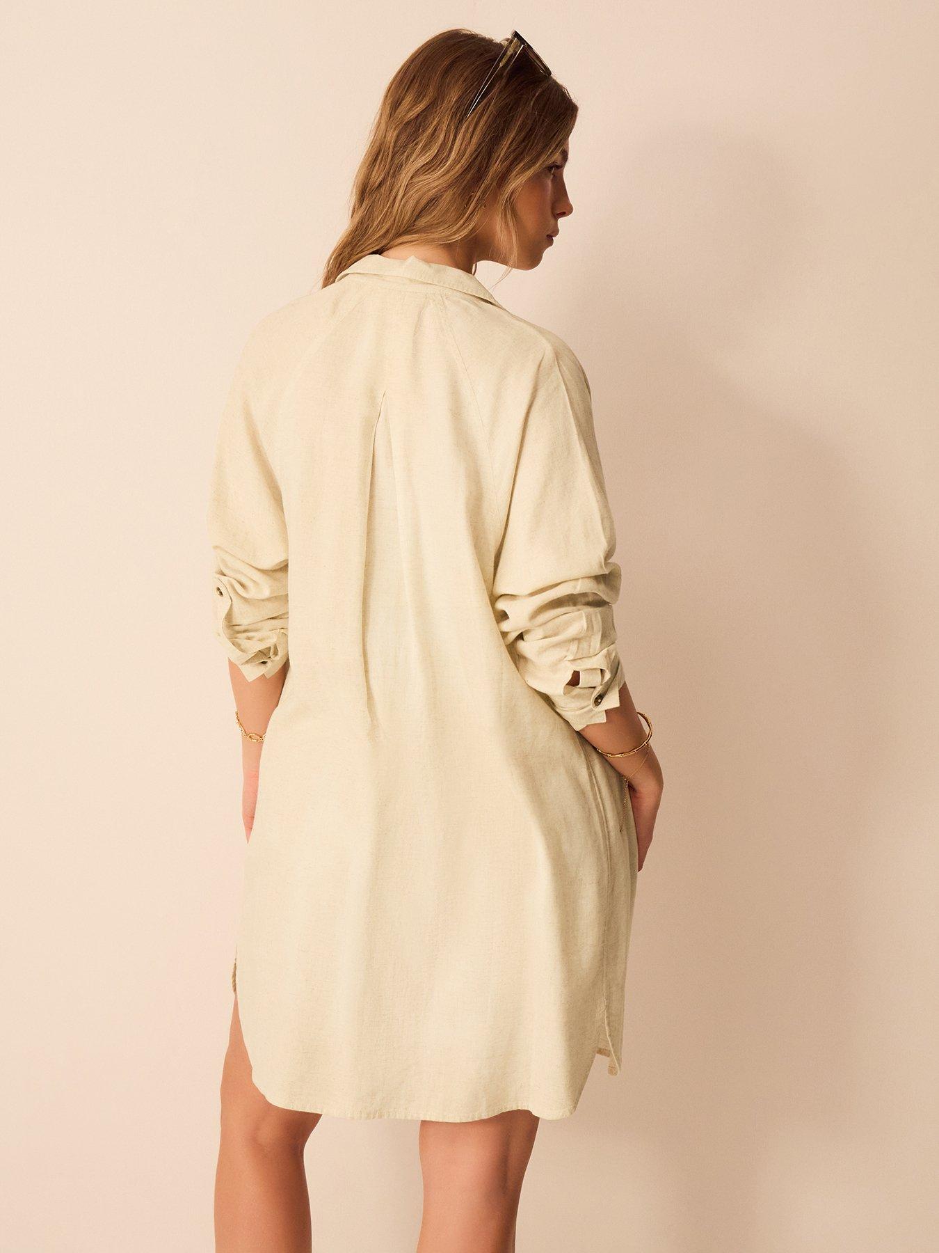 Image 2 of 4 of Accessorize Lace Trim Beach Cover Up Shirt - White&nbsp;