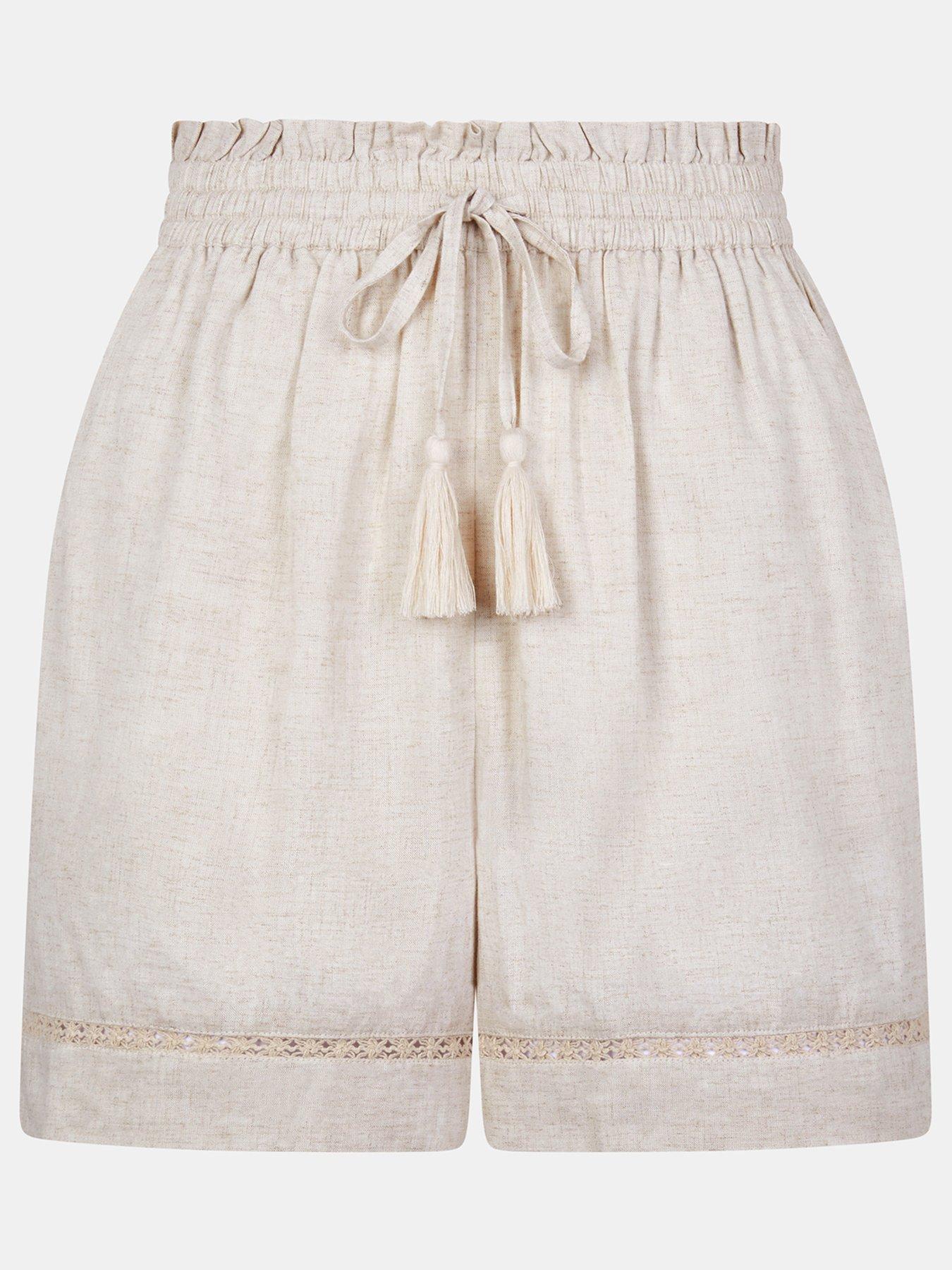 Image 4 of 4 of Accessorize Lace Trim Beach Shorts - Brown