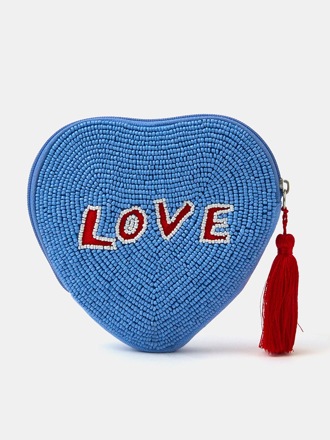 Image 1 of 3 of Accessorize Love Beaded Coin Purse - Blue