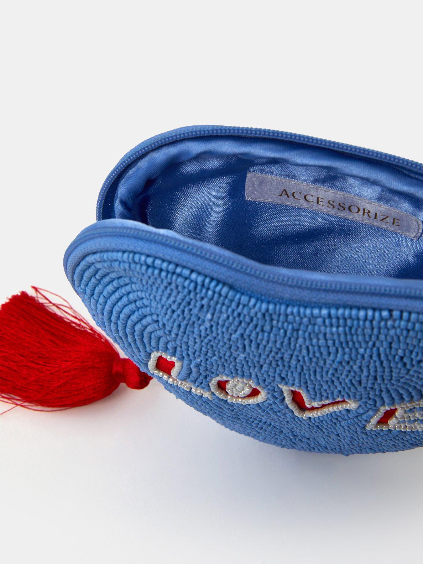 Image 3 of 3 of Accessorize Love Beaded Coin Purse - Blue