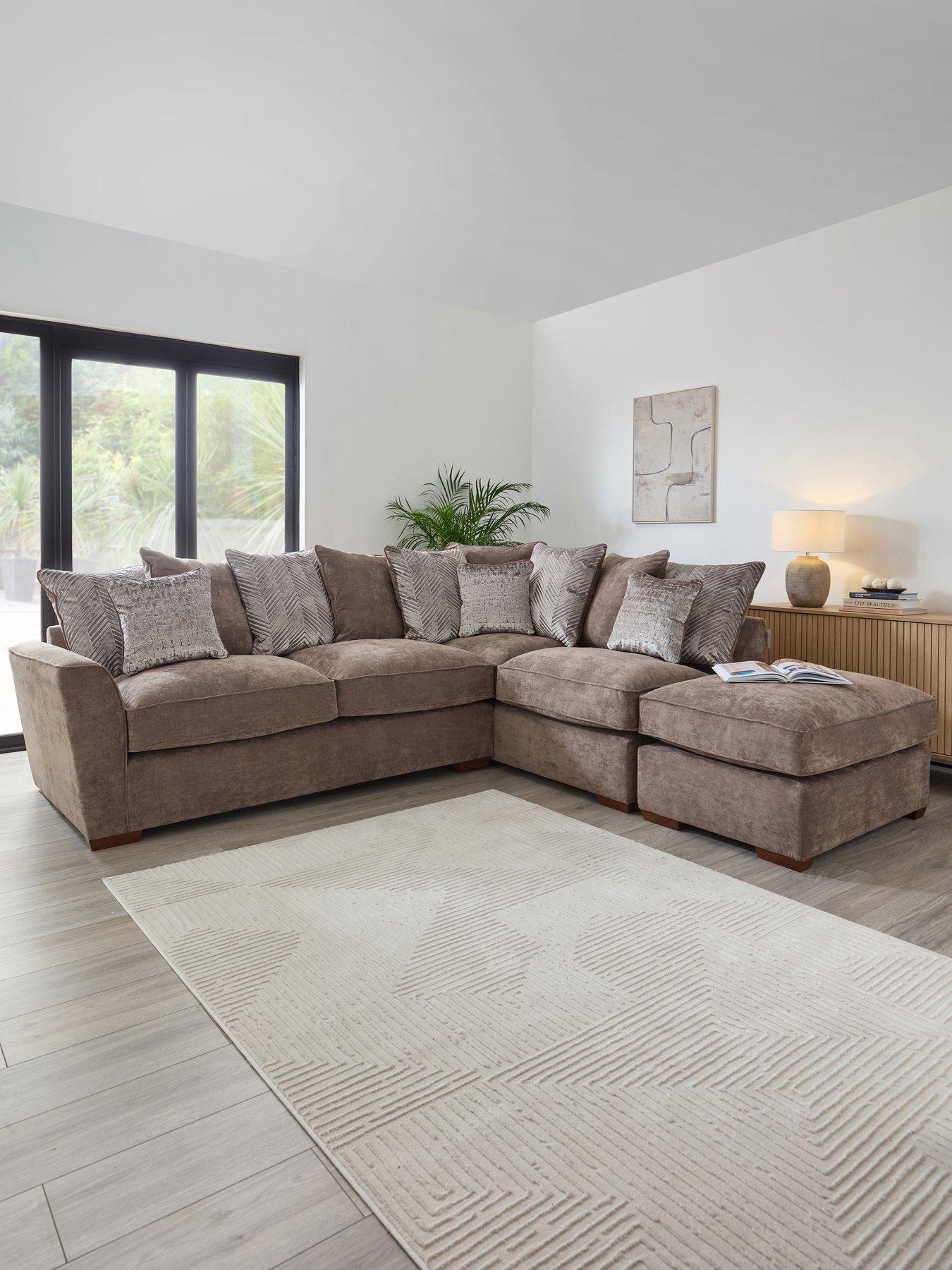 Image 1 of 7 of The Very Collection Roulette Right Hand Fabric Corner Chaise Sofa Bed with Footstool&nbsp;- Made to Order in the UK