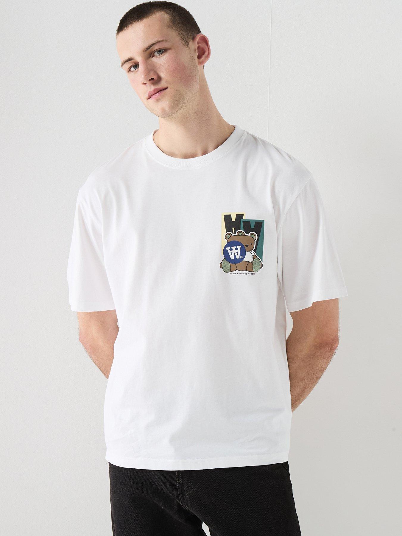 Double A by Wood Wood Stickers Chest Logo T-Shirt - White