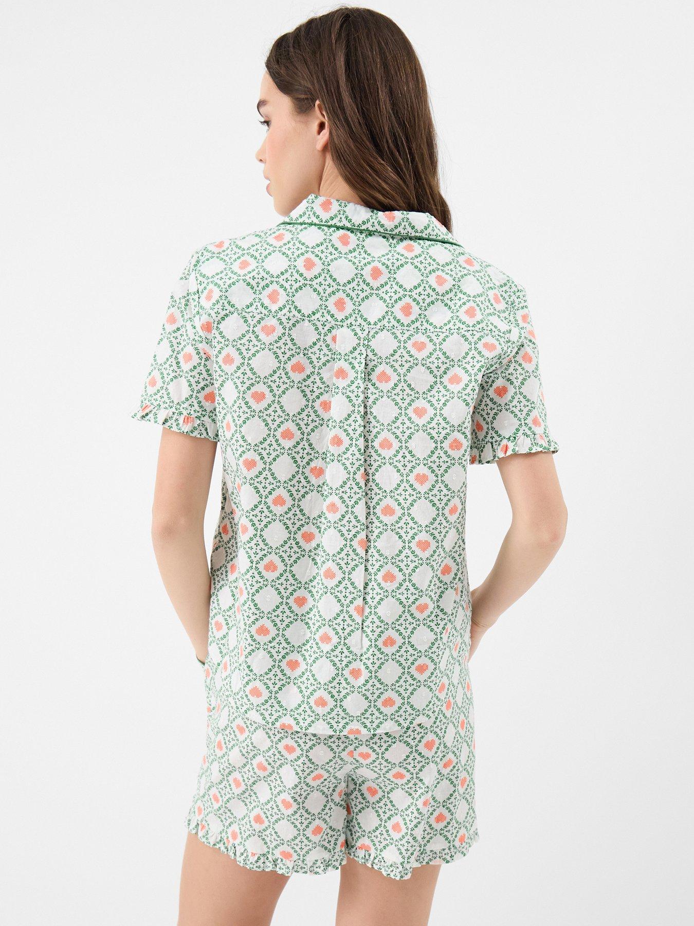 accessorize-heart-print-ruffle-shorts-pyjama-set-cream-amp-greenstillFront