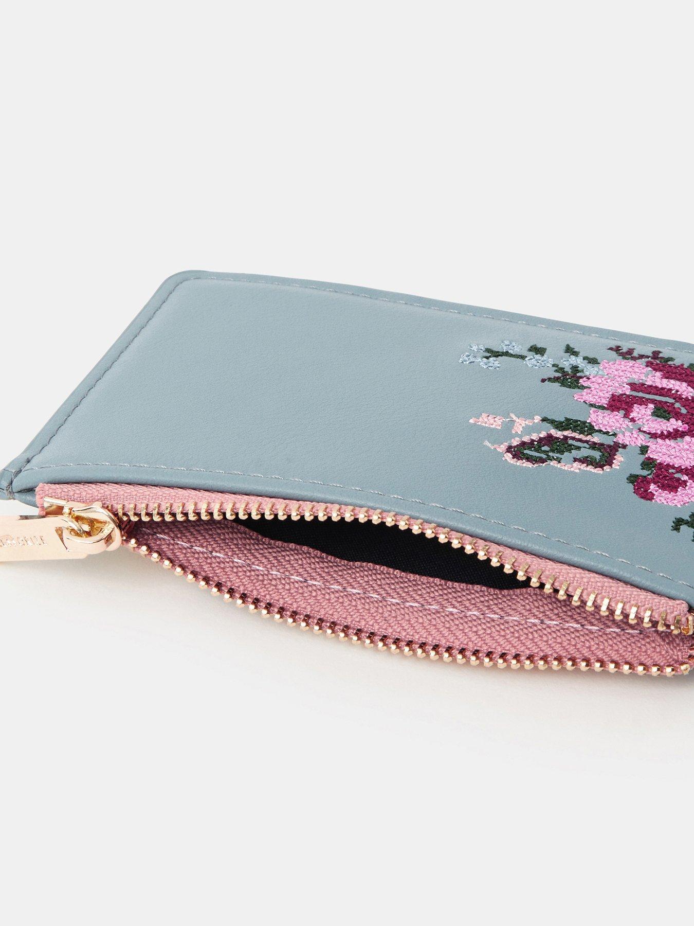 Image 3 of 3 of Accessorize Cross Stitch Flower Cardholder - Blue