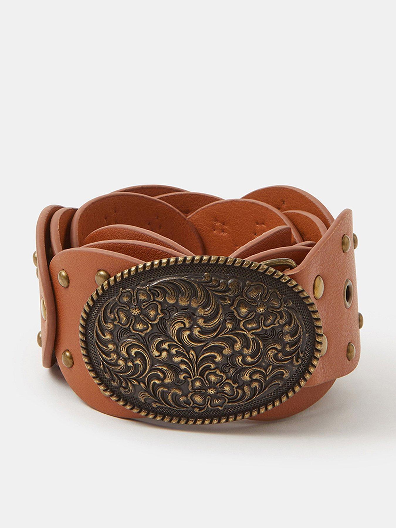 Accessorize Western Buckle Oval Disc Belt - Brown