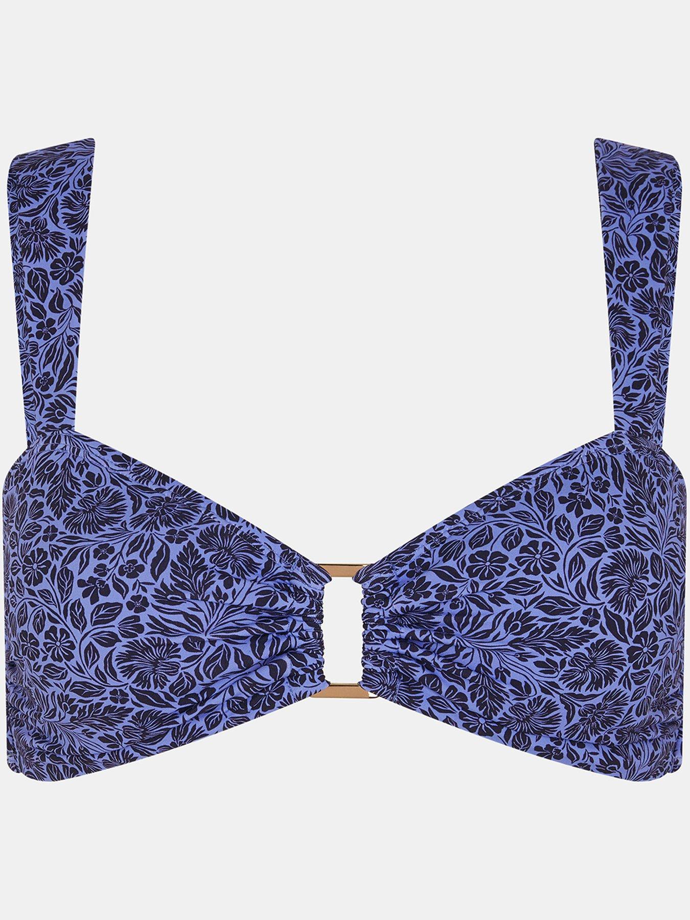 Image 5 of 5 of Accessorize Floral Buckle Bikini Top - Blue