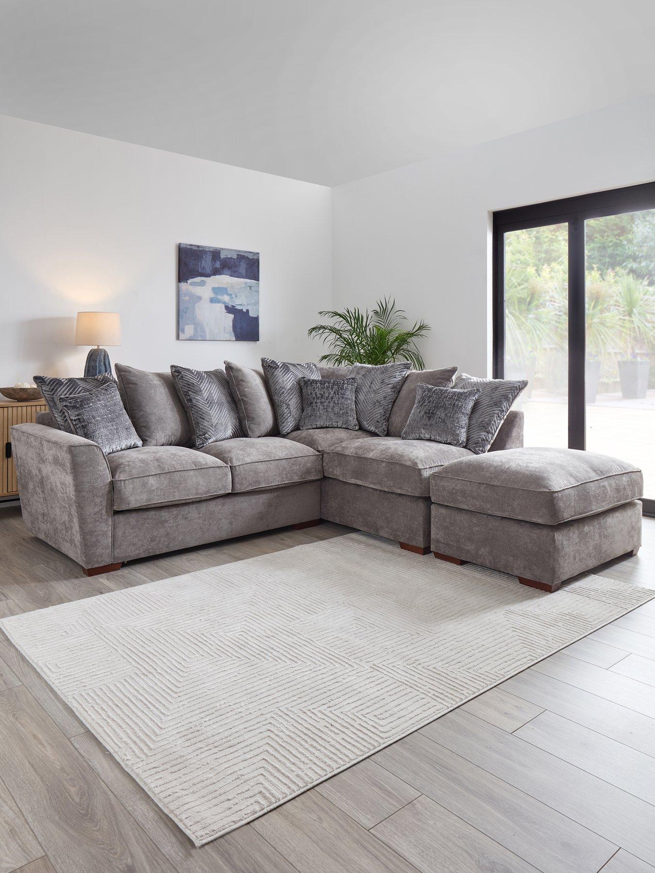 The Very Collection Roulette Right Hand Fabric Corner Chaise With Footstool