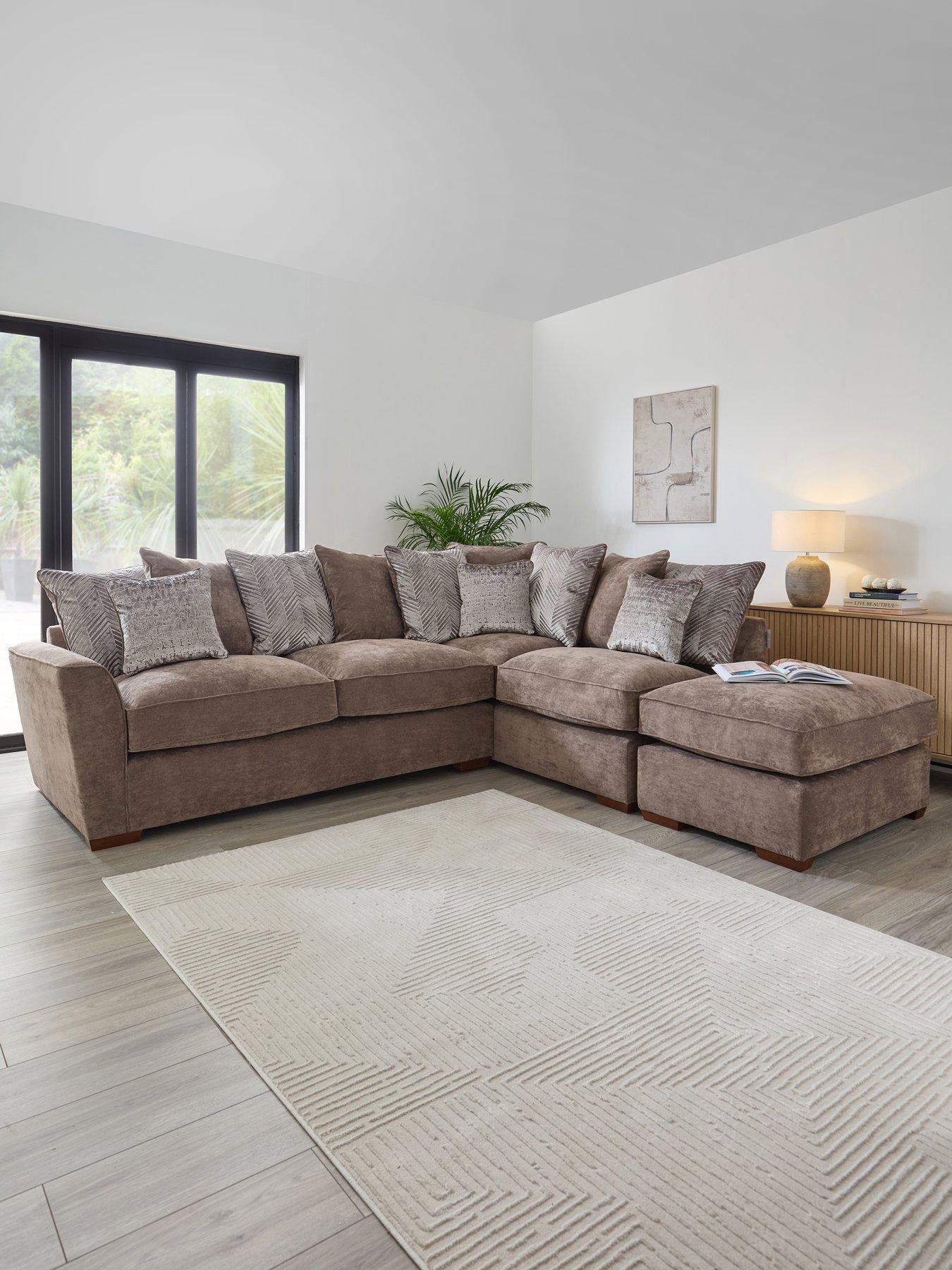 Image 1 of 7 of The Very Collection Roulette Right Hand Fabric Corner Chaise with Footstool&nbsp;- Made to Order in the UK