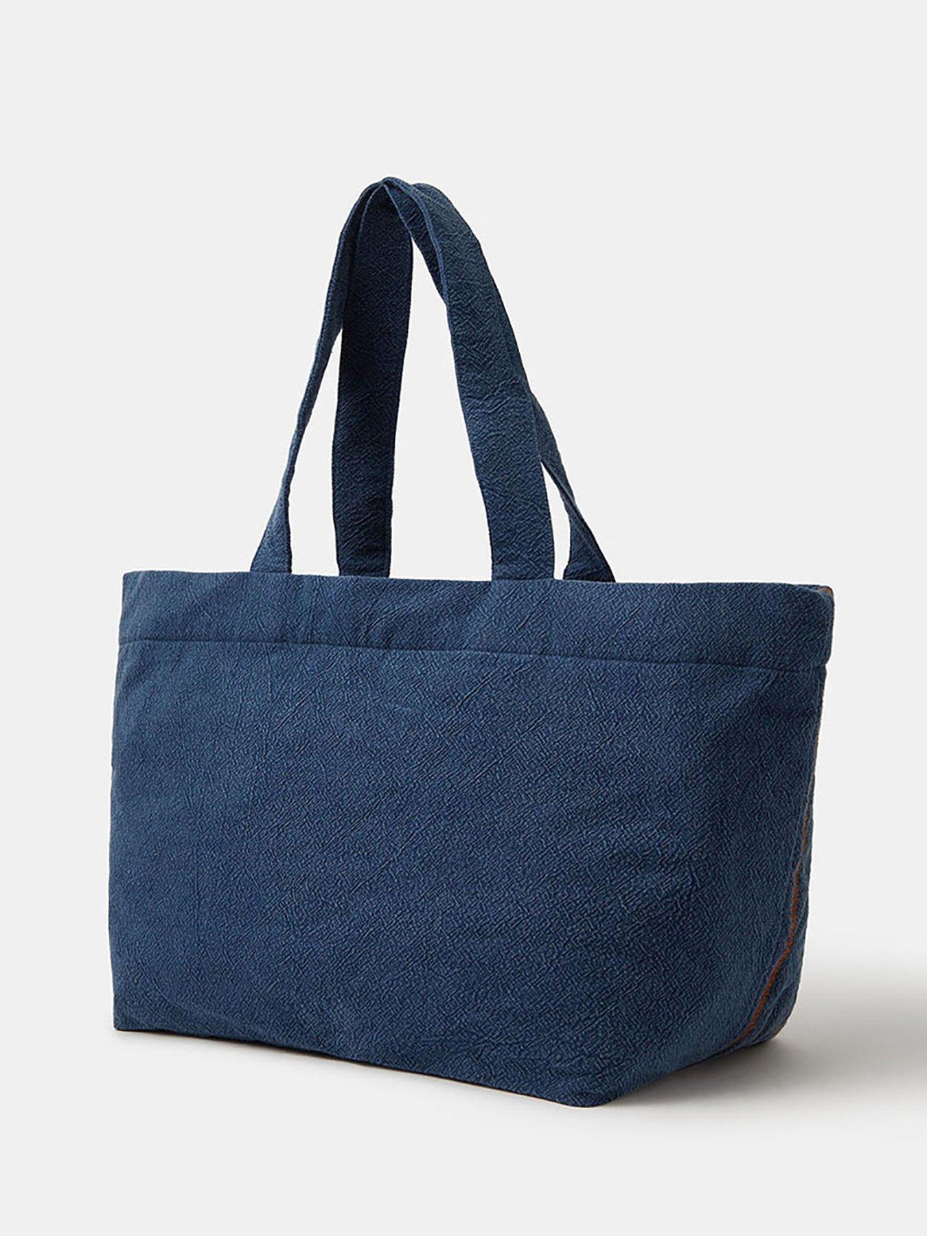Image 2 of 4 of Accessorize Tapestry Quilted Denim Shopper Bag - Blue