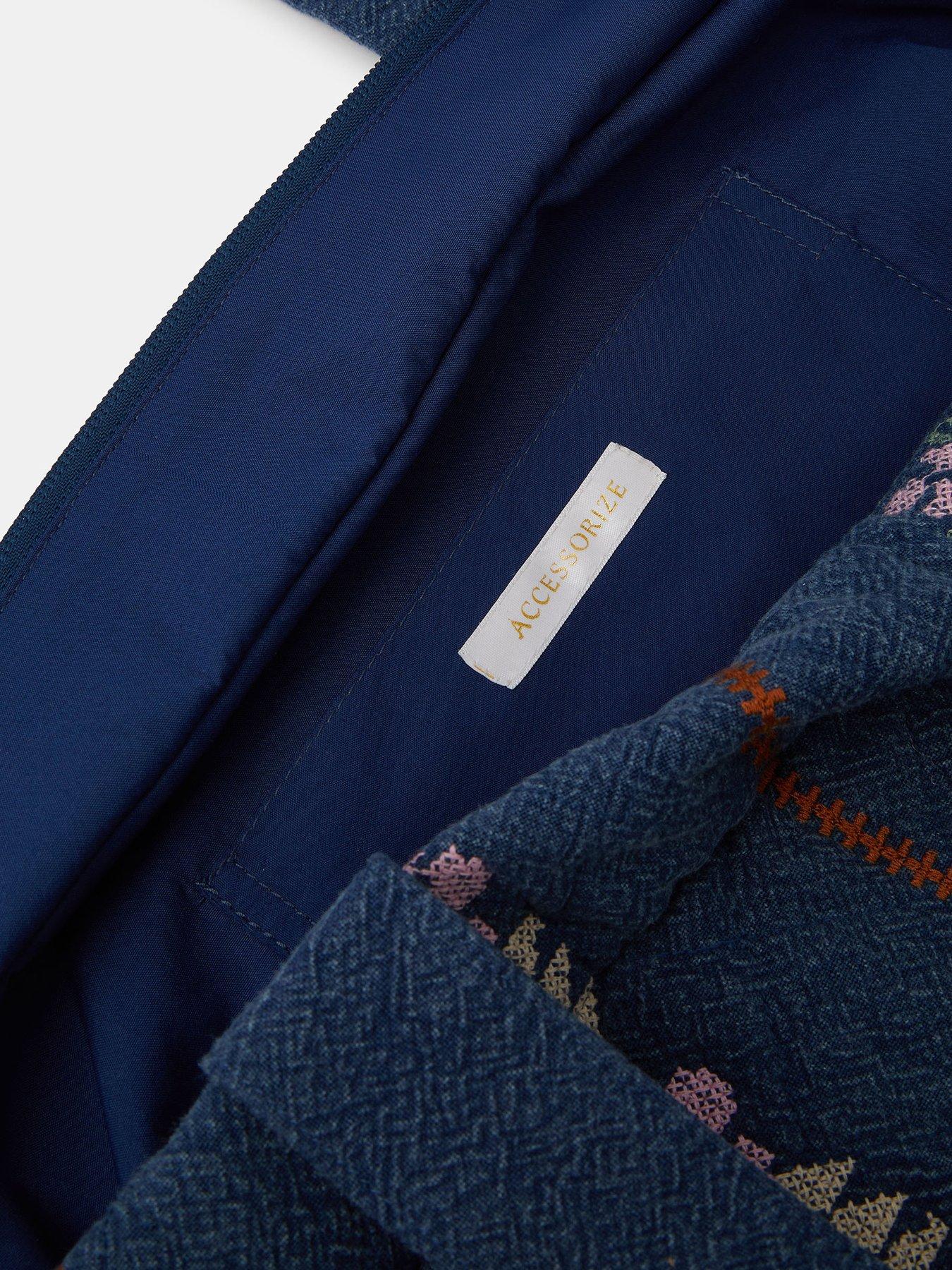 Image 3 of 4 of Accessorize Tapestry Quilted Denim Shopper Bag - Blue