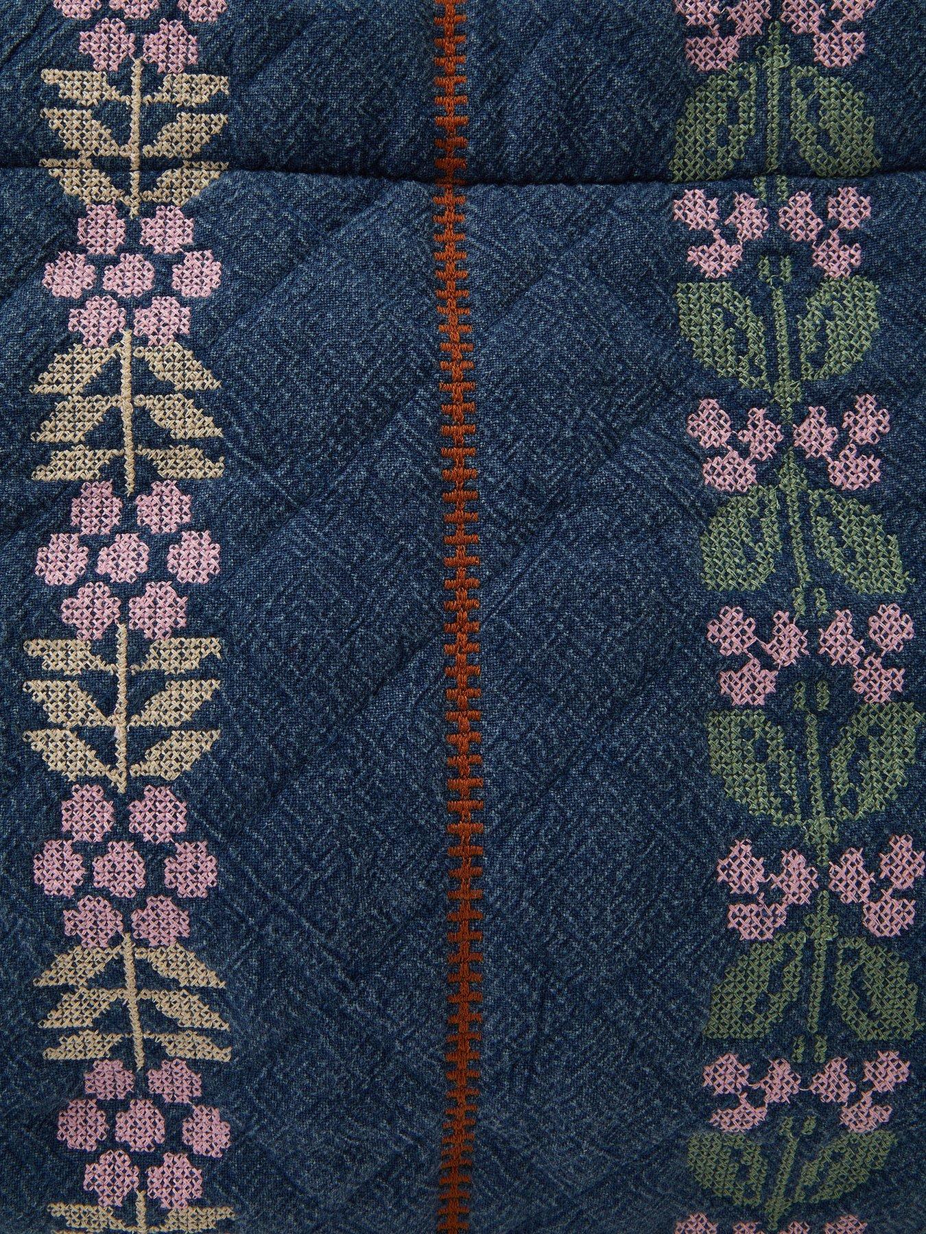 Image 4 of 4 of Accessorize Tapestry Quilted Denim Shopper Bag - Blue