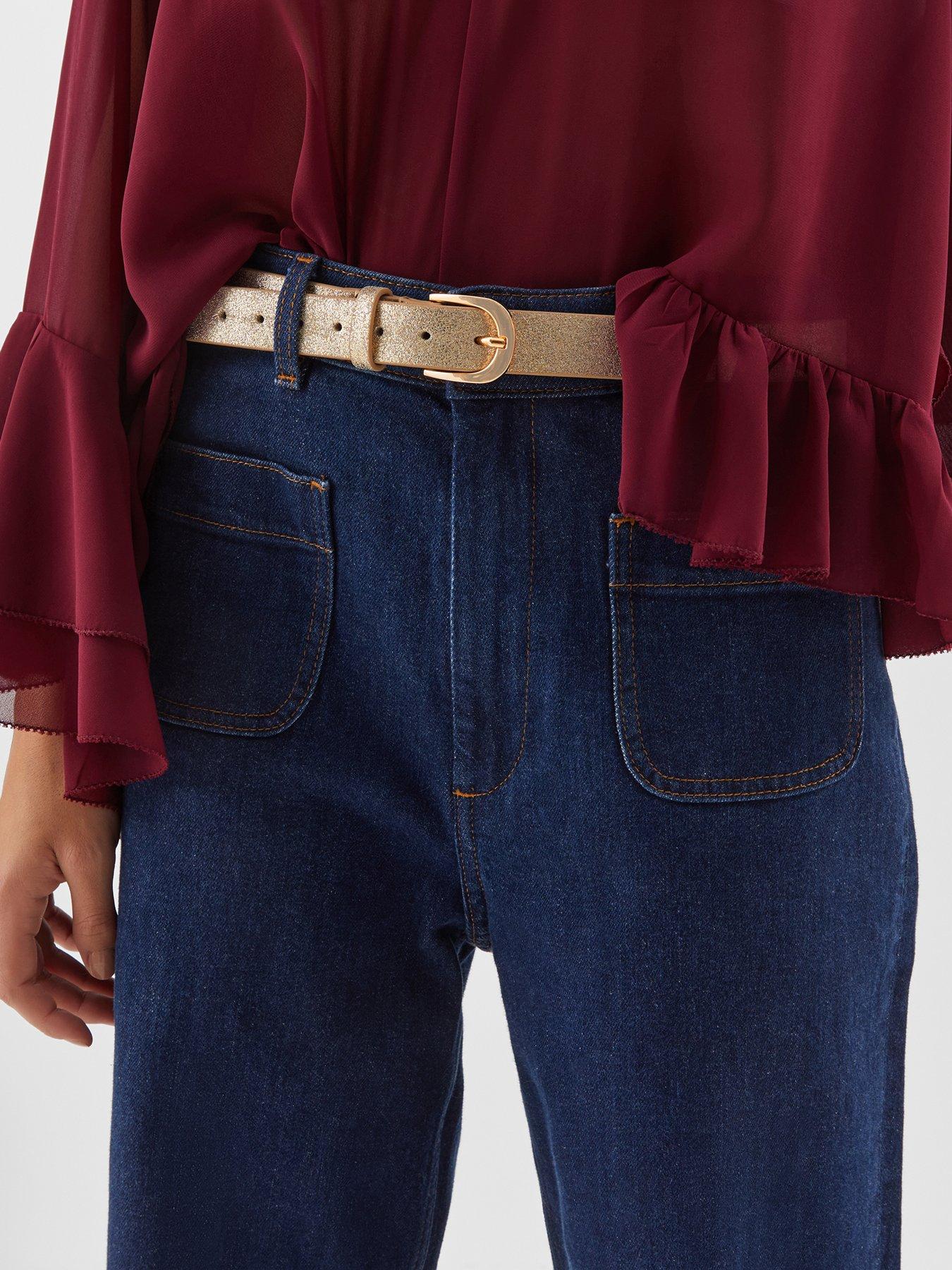 Image 2 of 3 of Accessorize Metallic Leather Belt - Gold