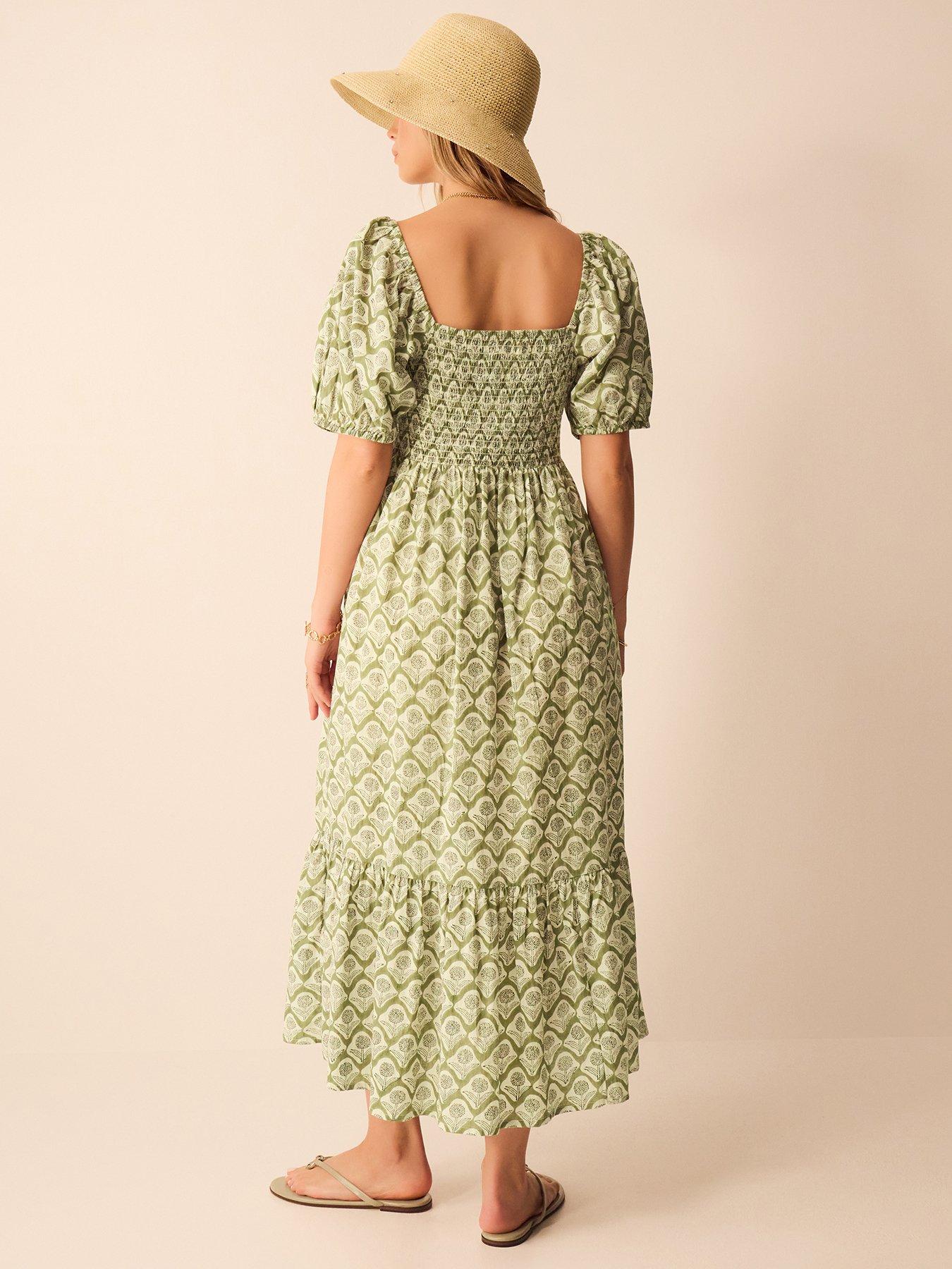 accessorize-floral-print-puff-sleeve-maxi-dress-greenstillFront