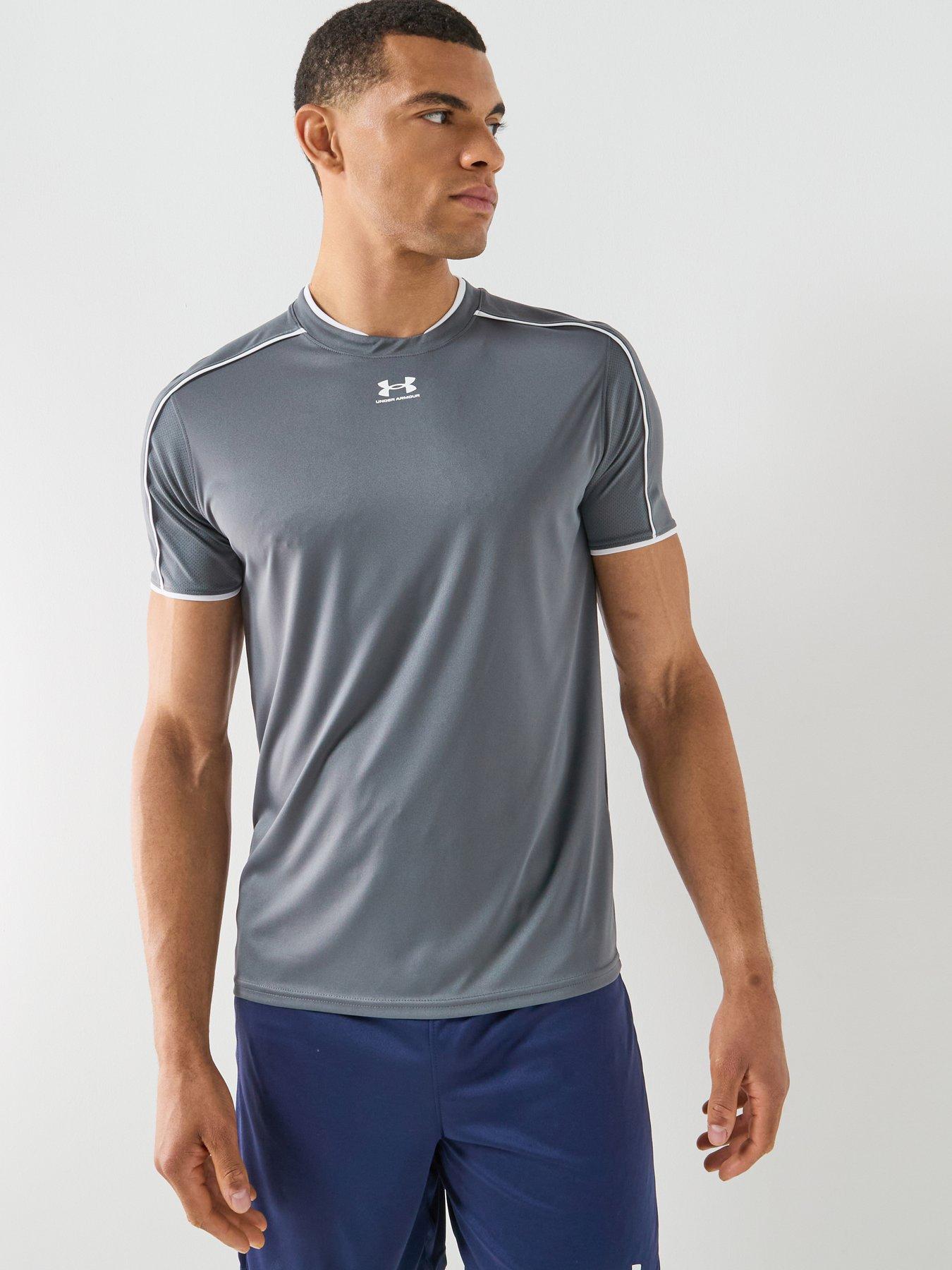 Image 1 of 6 of UNDER ARMOUR Mens Football Challenger Short Sleeve T-Shirt - Grey