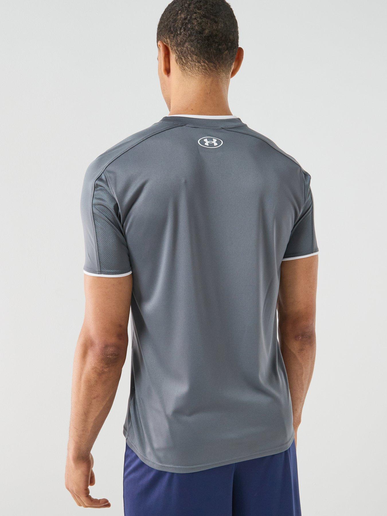 Image 2 of 6 of UNDER ARMOUR Mens Football Challenger Short Sleeve T-Shirt - Grey