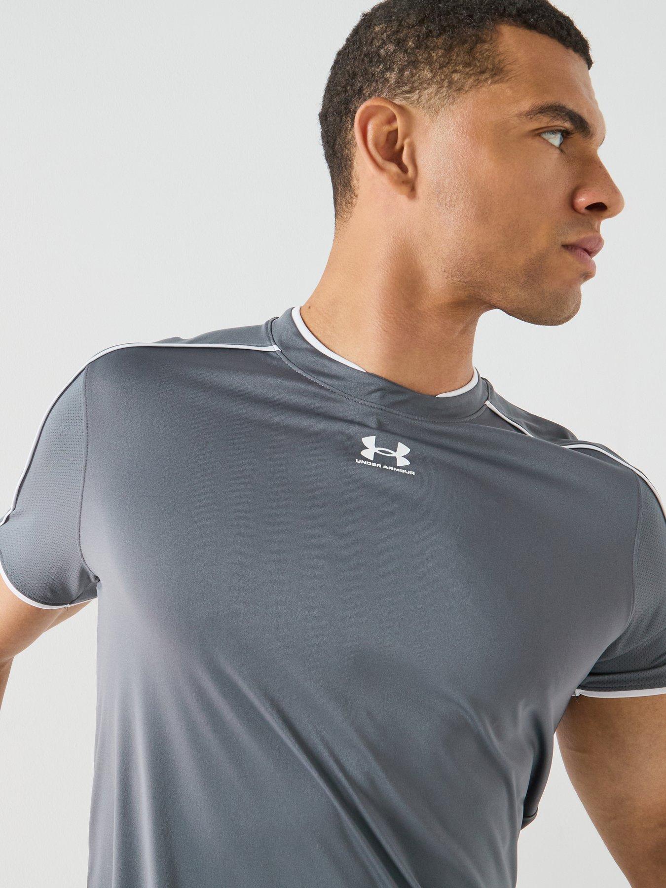 Image 4 of 6 of UNDER ARMOUR Mens Football Challenger Short Sleeve T-Shirt - Grey