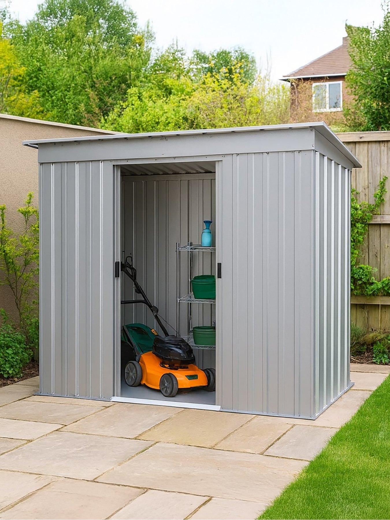 Yardmaster 6 X 4 ft Double Door Metal Pent Roof Shed With Floor Frame