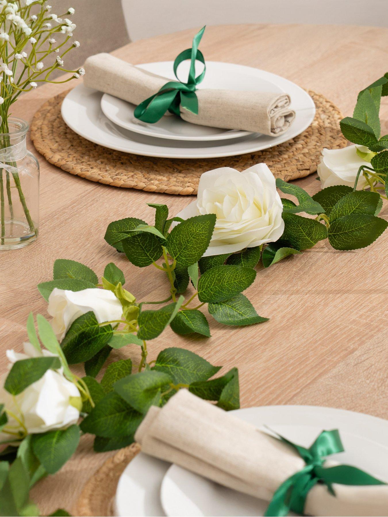 Image 1 of 3 of Scottish Everlastings 200cm Rose & Bud Garland White
