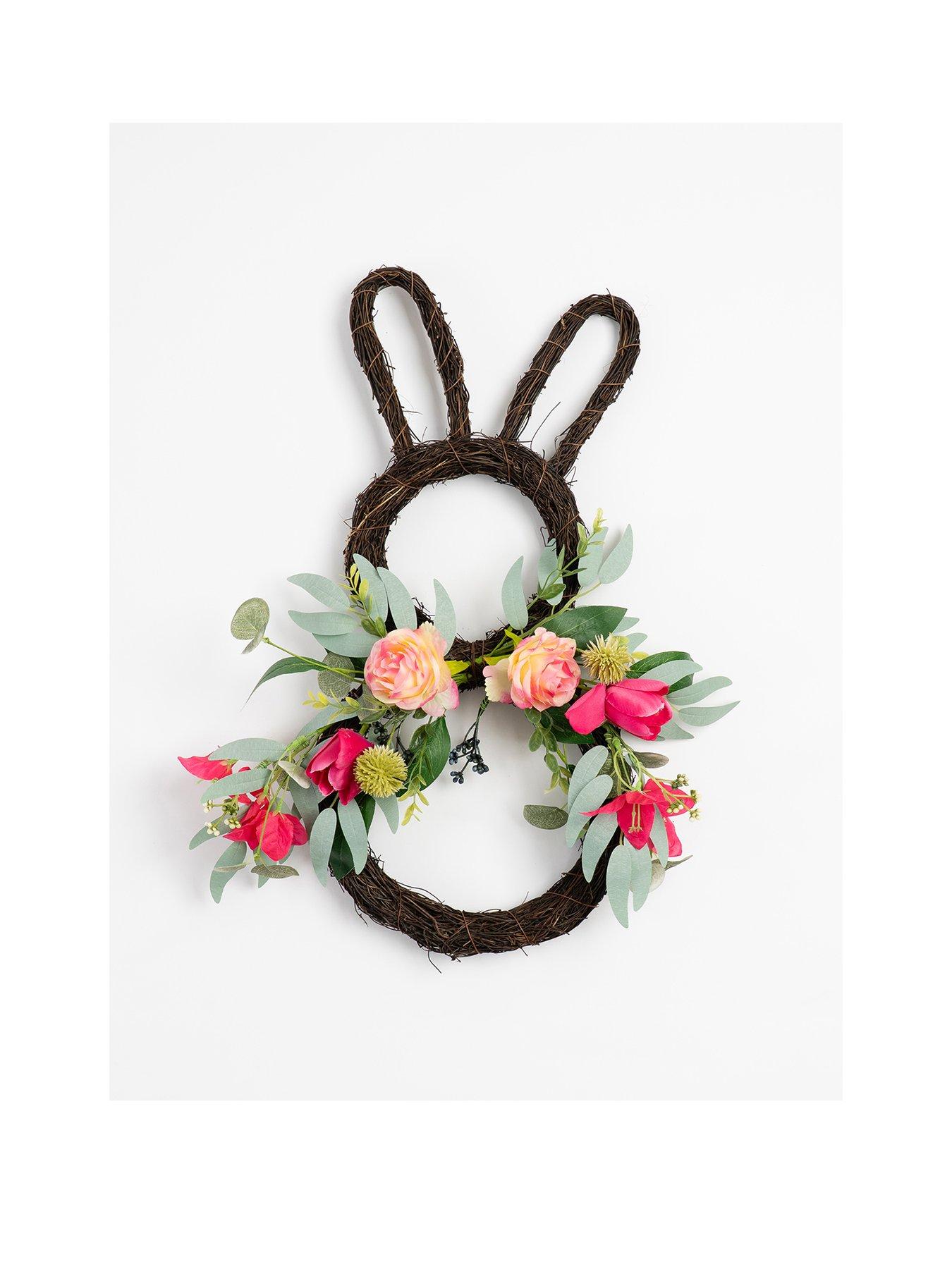 Image 2 of 3 of Scottish Everlastings 50cm Bougainvillea & Eucalyptus Rabbit Wreath