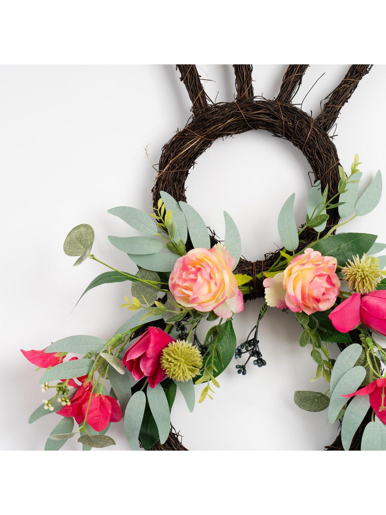 Image 3 of 3 of Scottish Everlastings 50cm Bougainvillea & Eucalyptus Rabbit Wreath