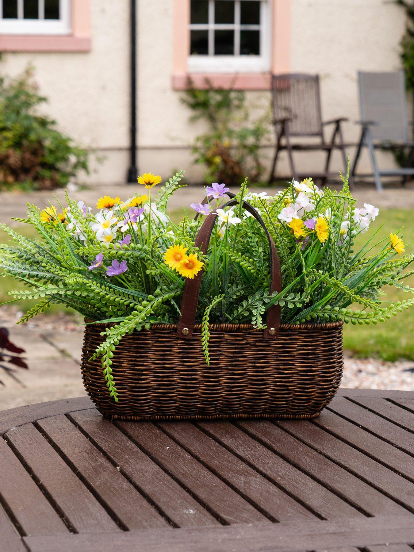 Scottish Everlastings 55cm Mixed Wildflower Outdoor Basket with Handles