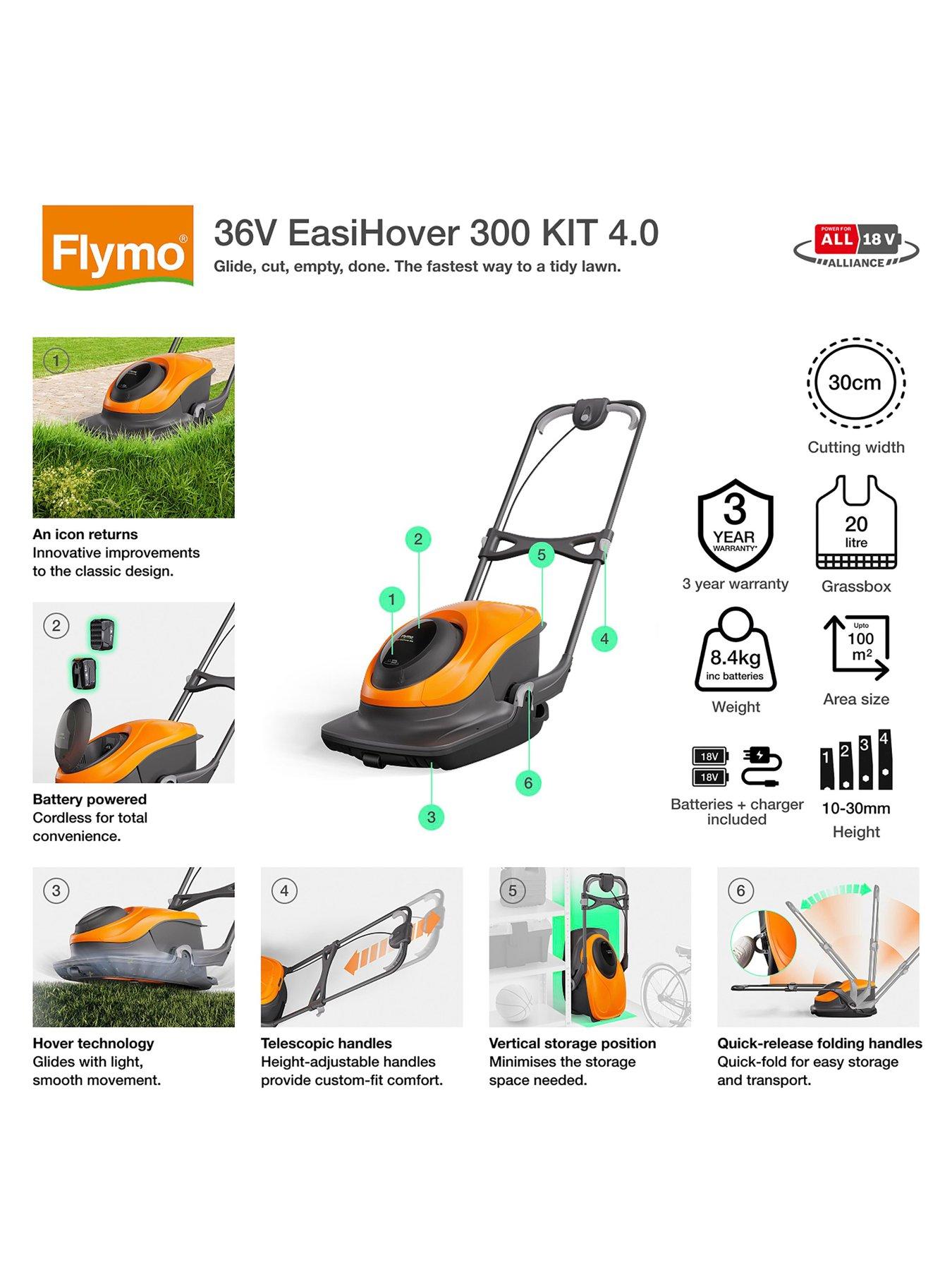 Image 2 of 7 of Flymo 36V EasiHover 300 Hover Collect Lawnmower