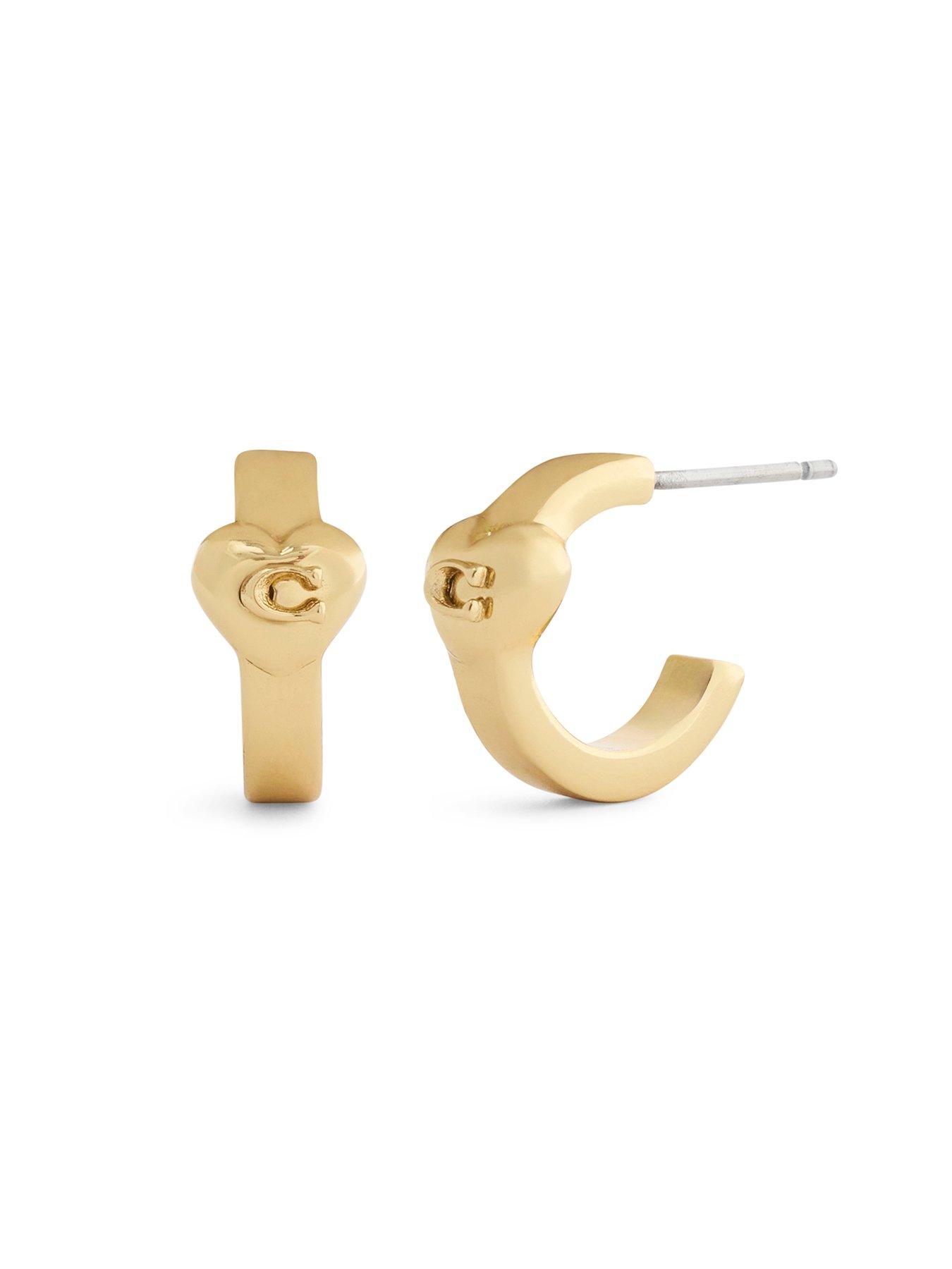 Image 2 of 4 of COACH Heart Huggie Earrings - Gold Toned