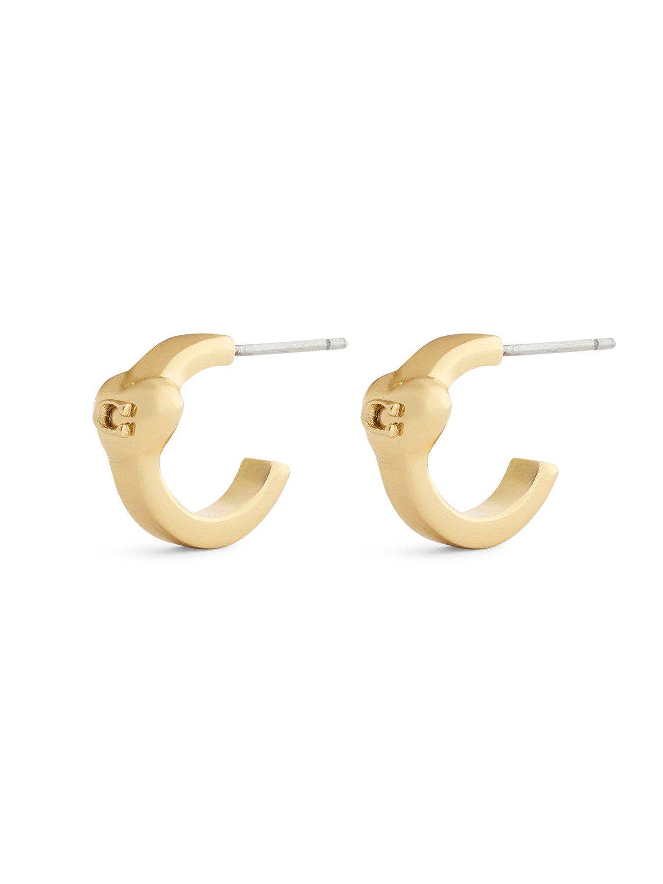 Image 4 of 4 of COACH Heart Huggie Earrings - Gold Toned
