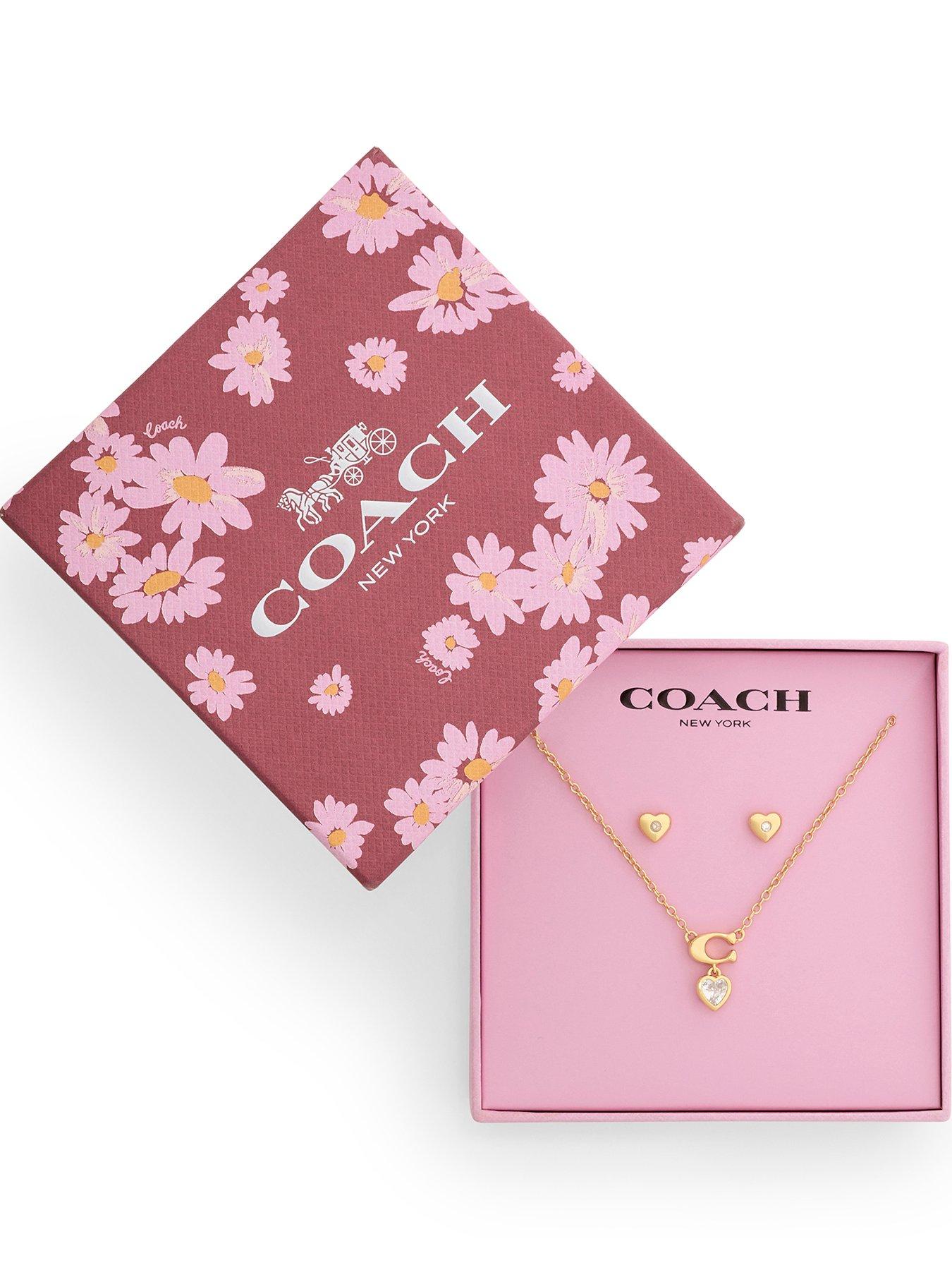 Image 1 of 4 of COACH Earrings And Necklace C Crystal Boxed Set