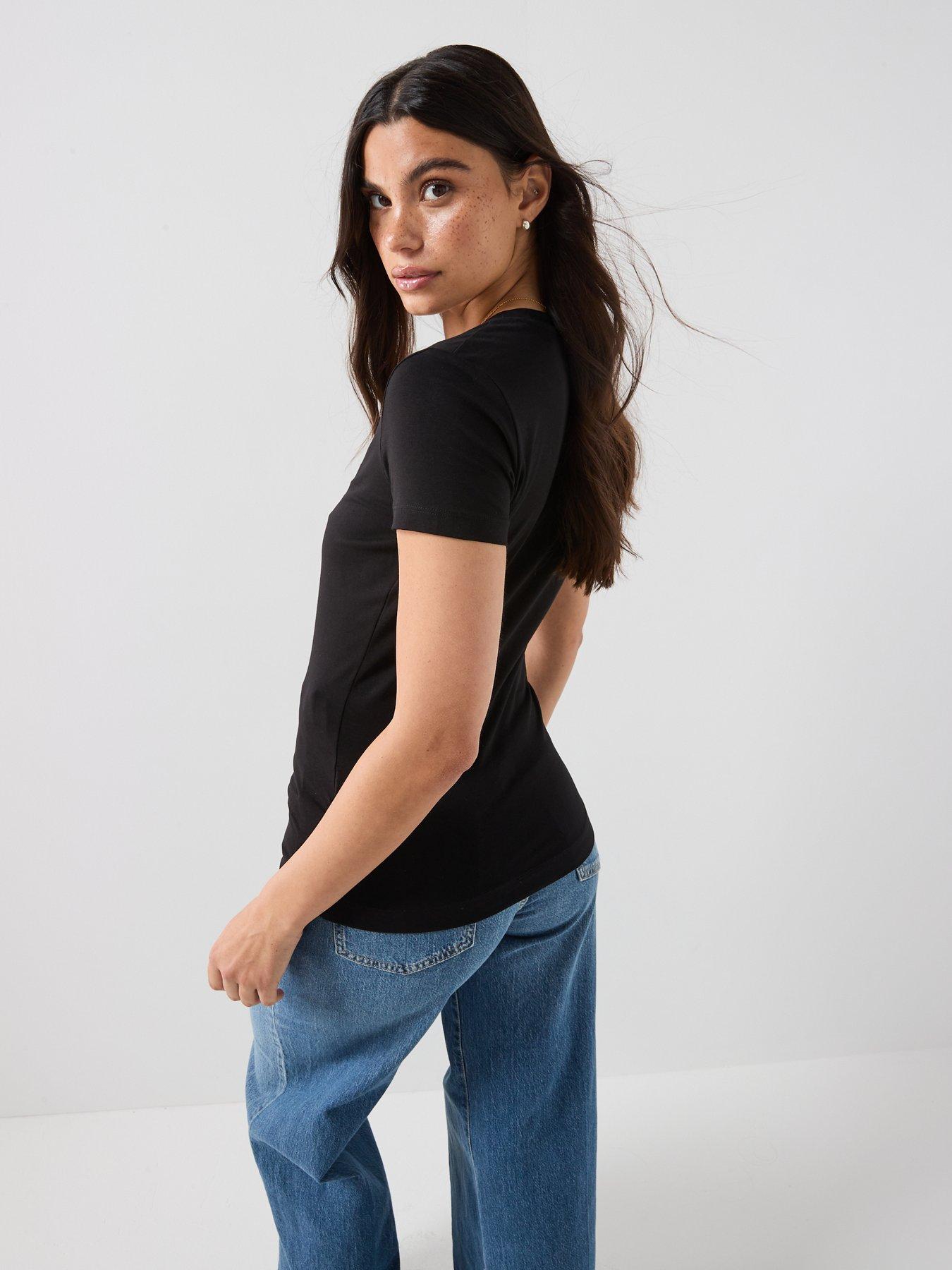 Image 2 of 5 of Guess Short Sleeve Zebra Triangle T-Shirt - Black
