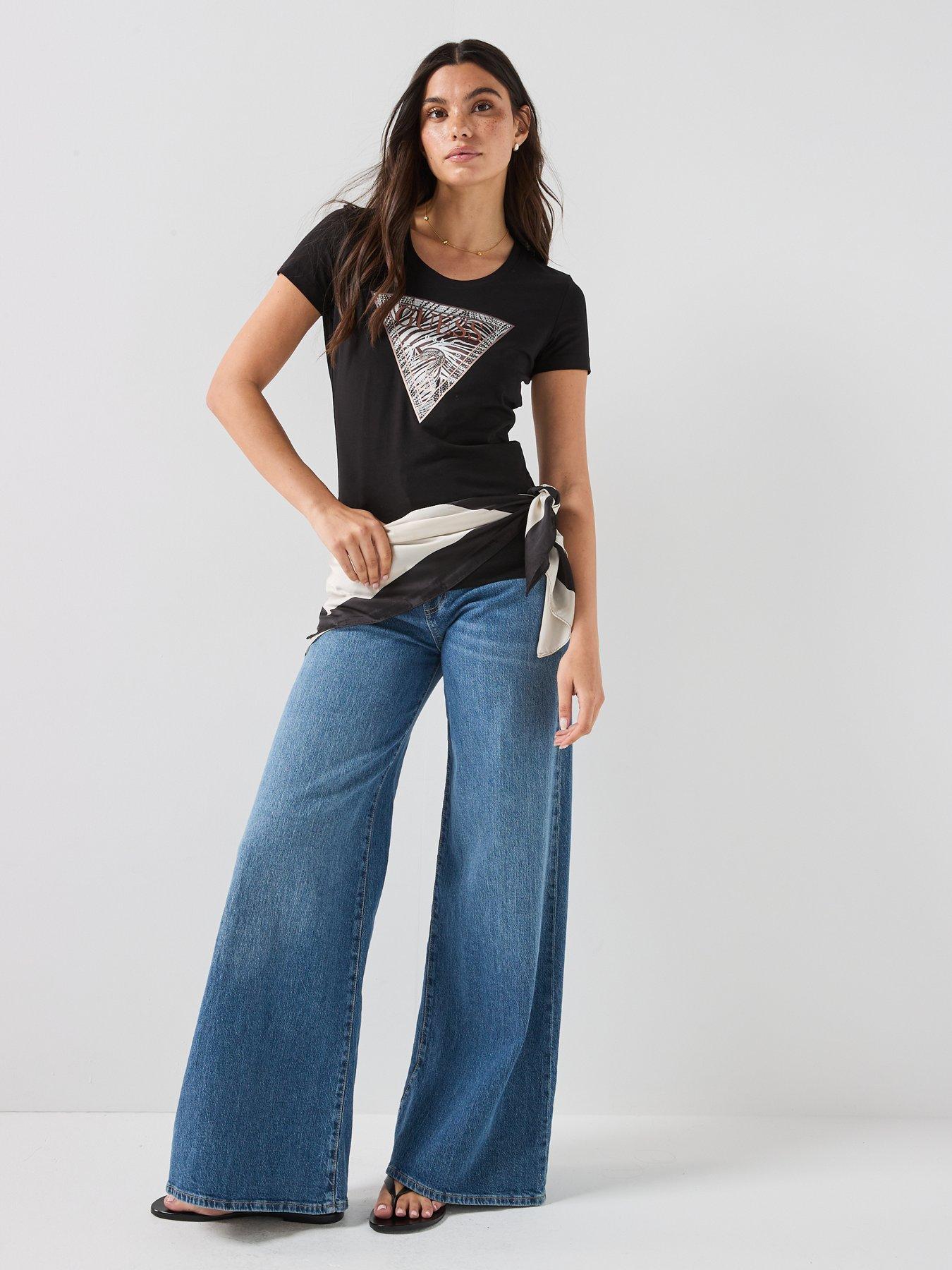 Image 3 of 5 of Guess Short Sleeve Zebra Triangle T-Shirt - Black