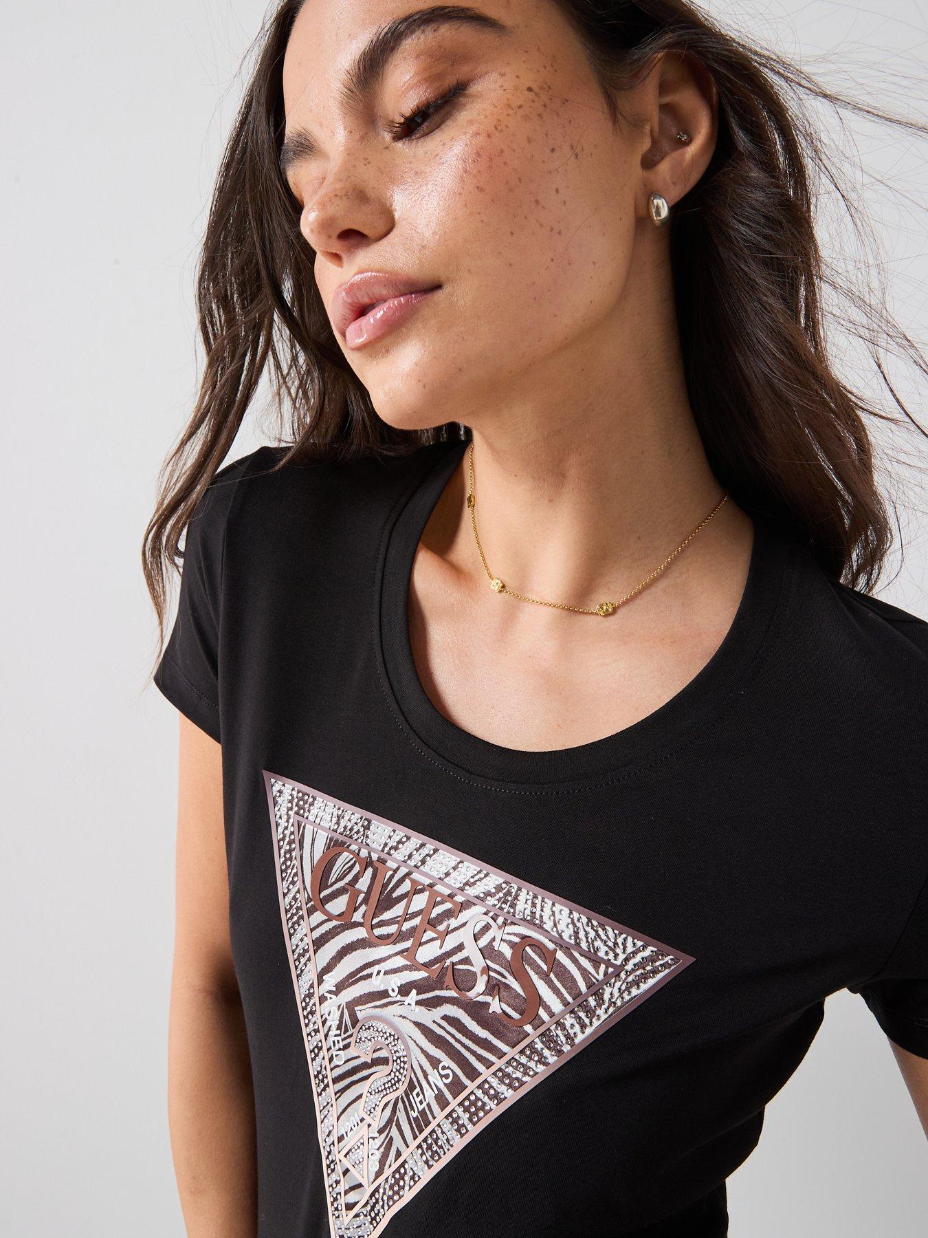 Image 5 of 5 of Guess Short Sleeve Zebra Triangle T-Shirt - Black
