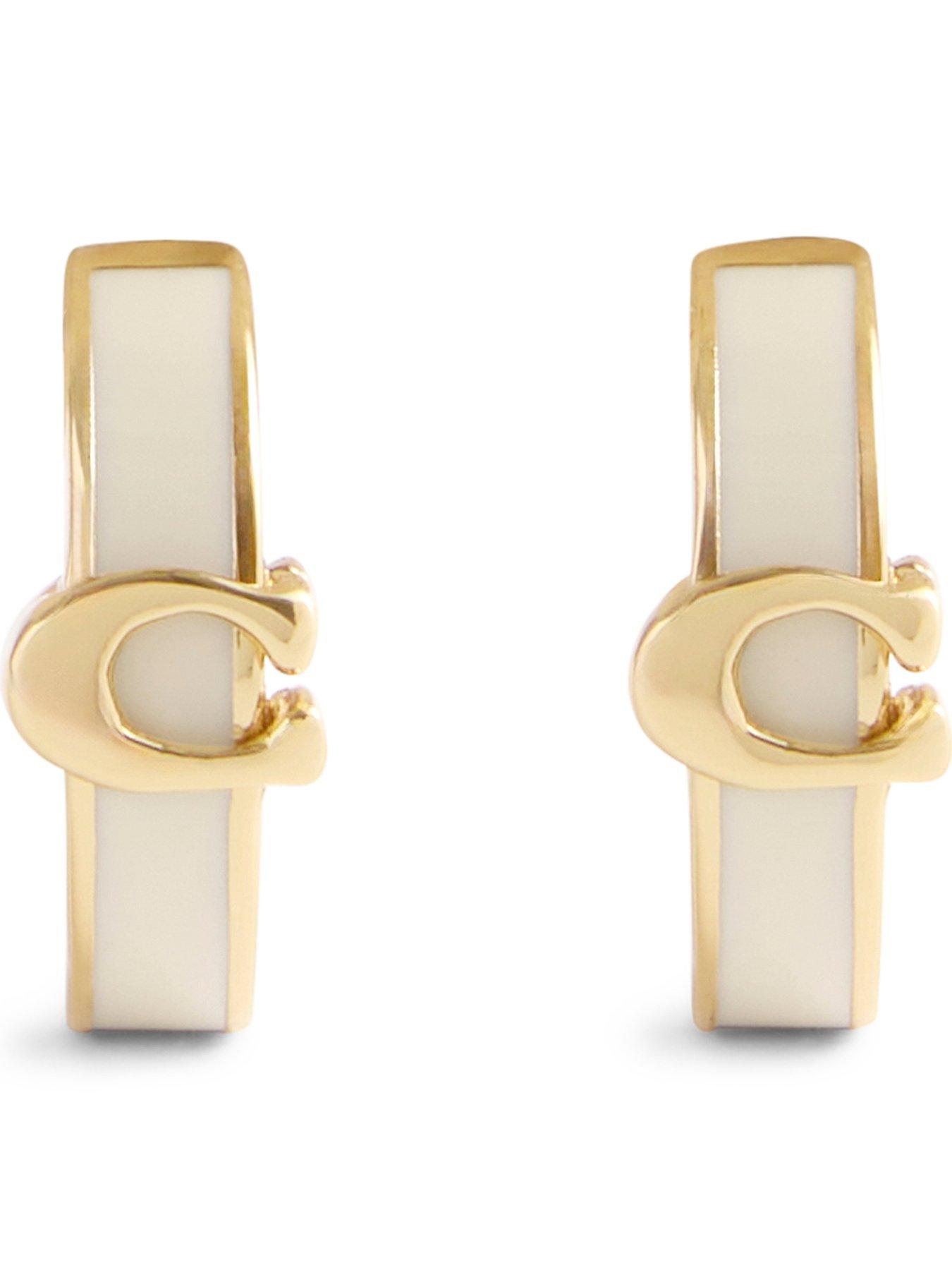 coach-enamel-c-huggie-earrings-cream