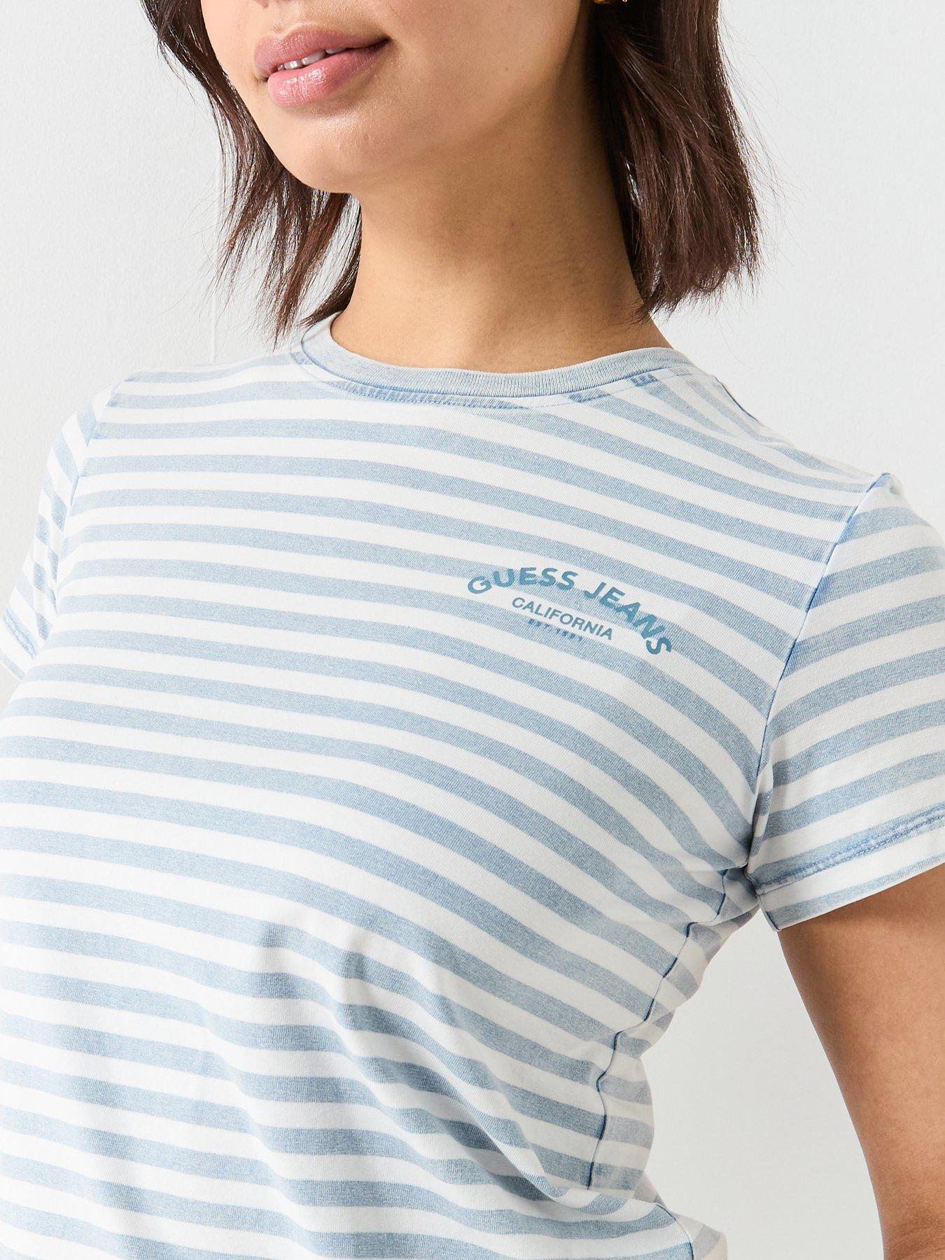 Image 4 of 5 of Guess Jeans Short Sleeve Striped T-Shirt - Blue