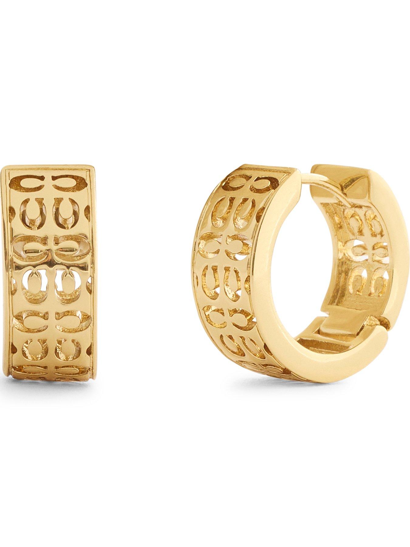 coach-quilted-c-huggie-earrings-goldfront