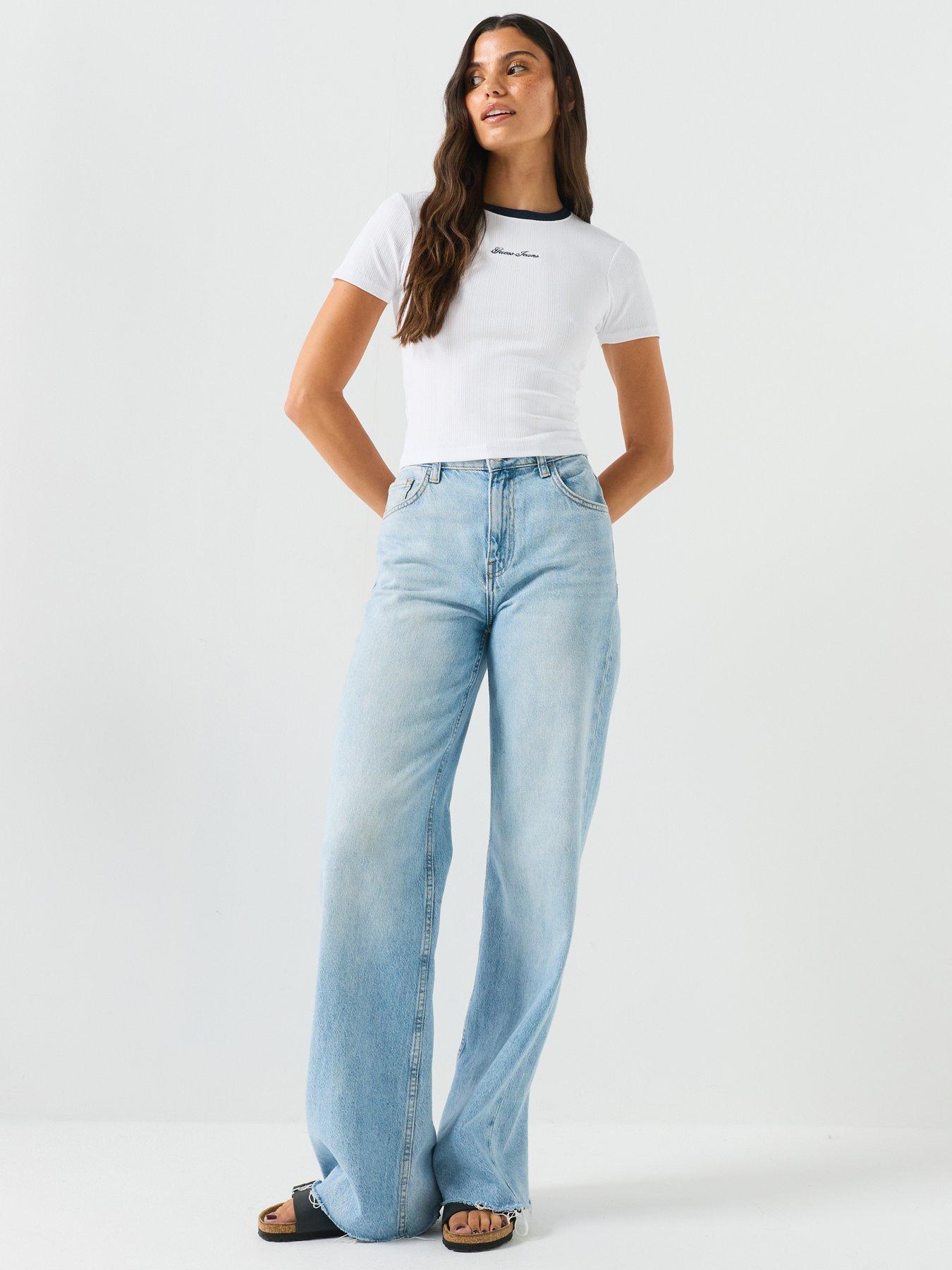 Image 3 of 6 of Guess Jeans Embro Ringer T-Shirt - White