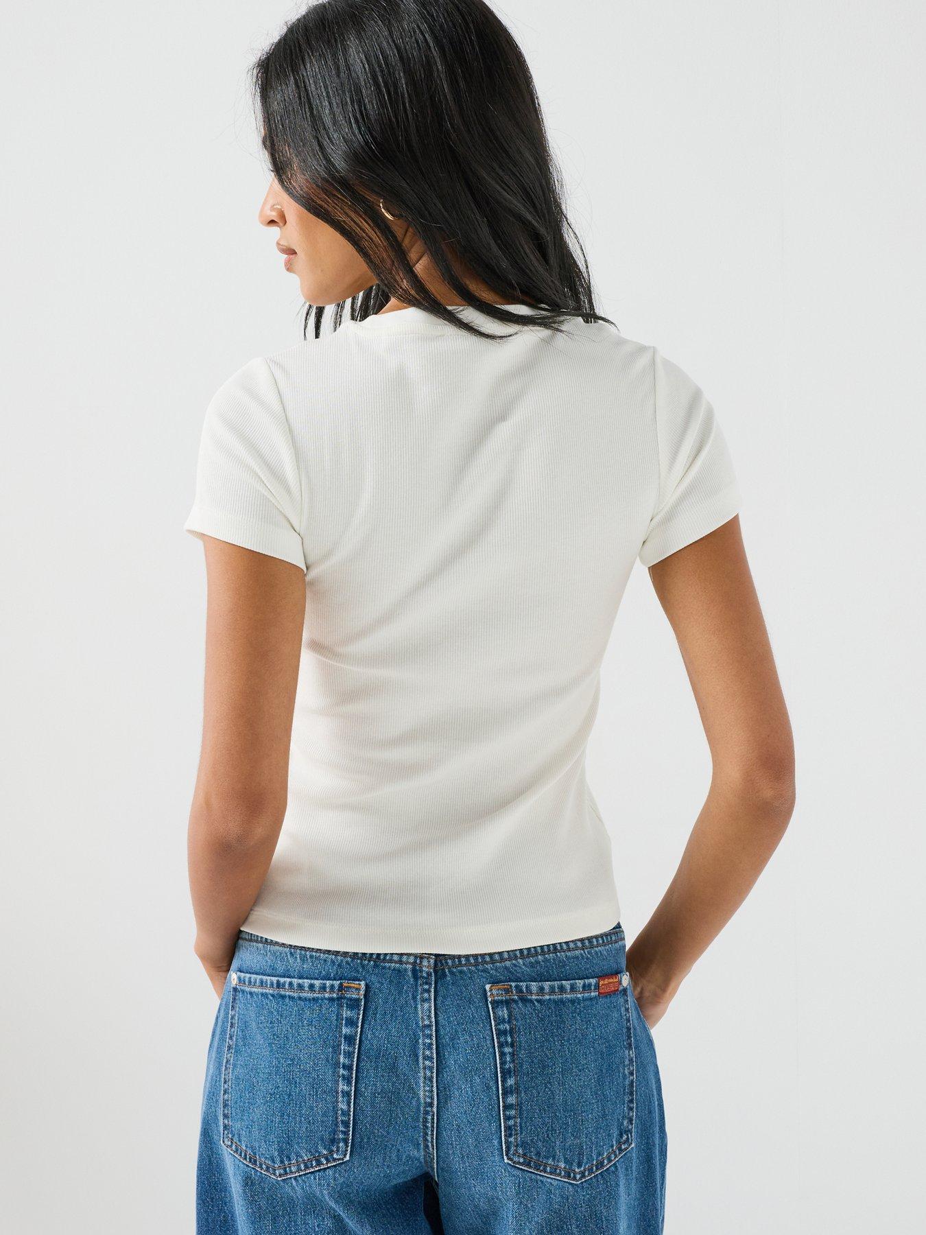 Image 2 of 6 of Guess Jeans Embroidered Star T-Shirt - White