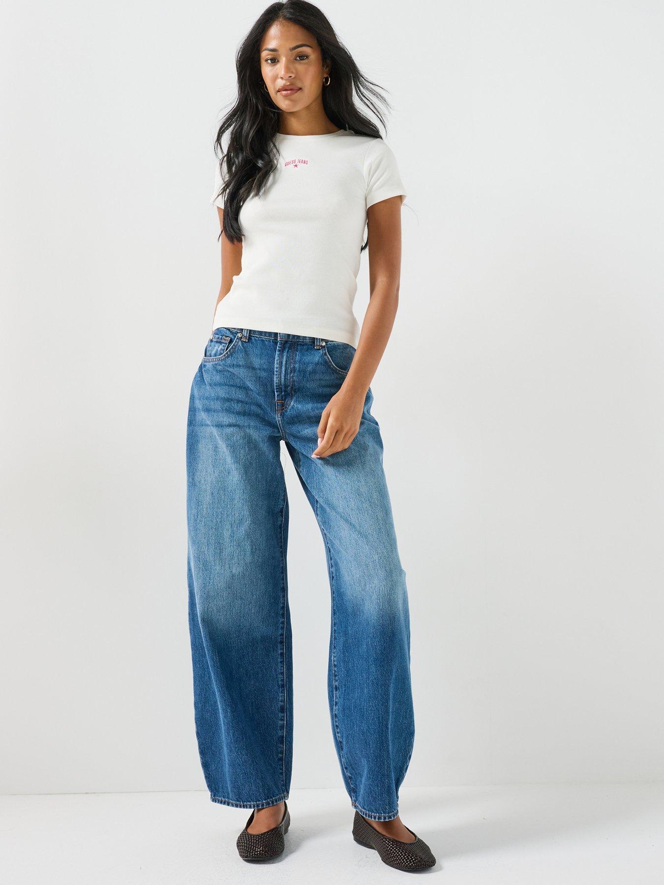 Image 3 of 6 of Guess Jeans Embroidered Star T-Shirt - White